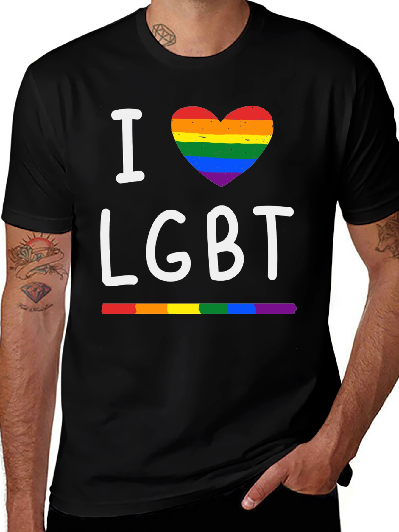 I Heart LGBT Pride T-Shirt - Rainbow Love