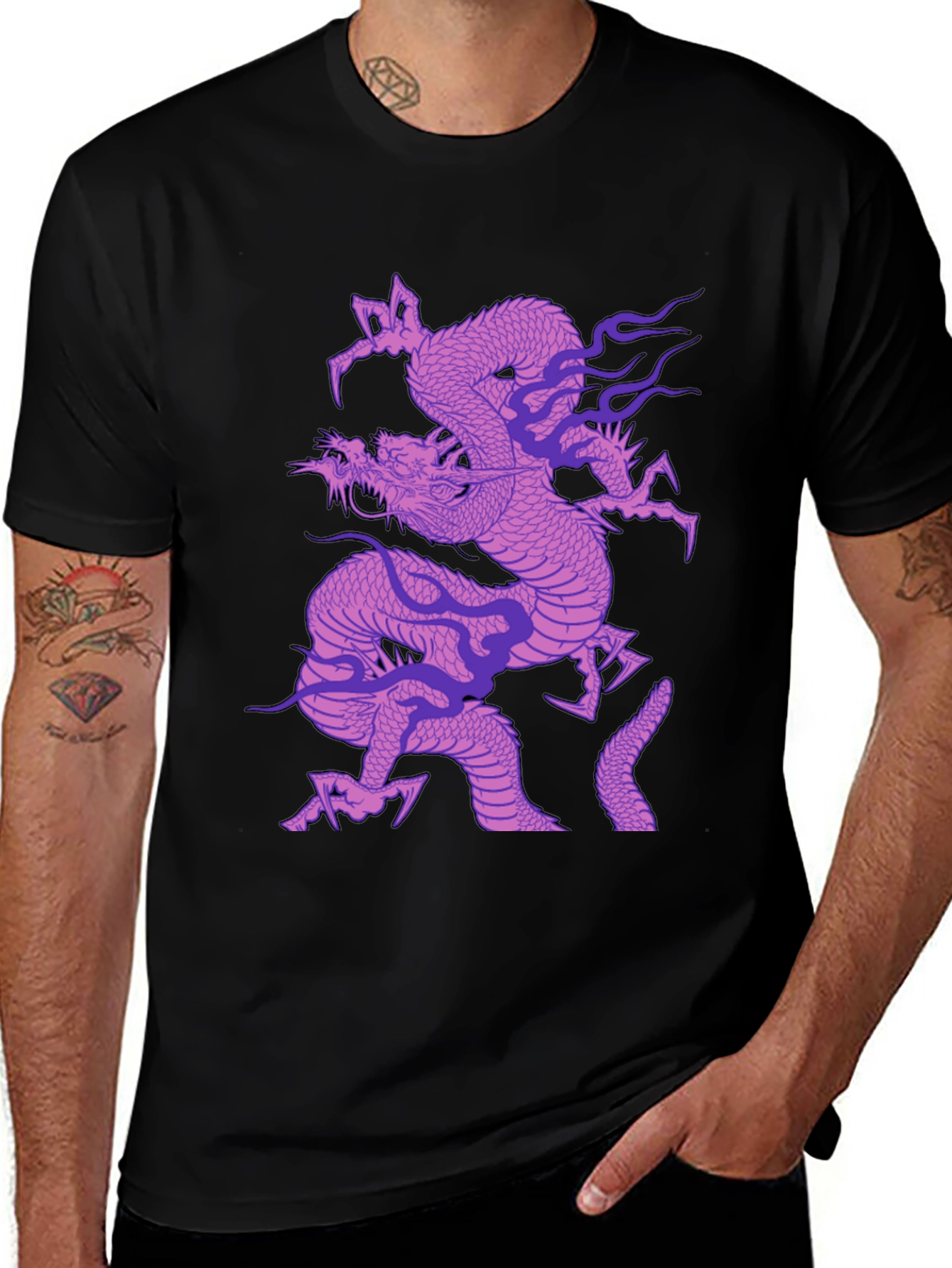 Variant 5 of Dragon Graphic T-Shirt - Men's Black Tee