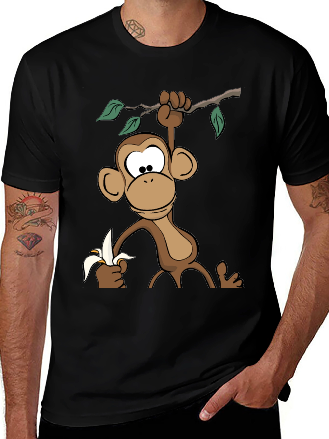 Monkey Banana Cartoon Graphic T-Shirt