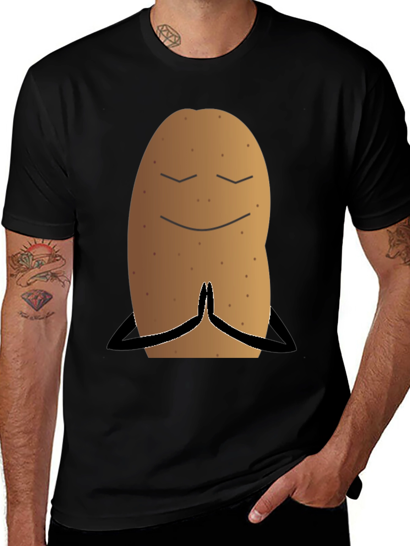 Variant 20 of Meditating Potato T-Shirt Funny Yoga Namaste Tee