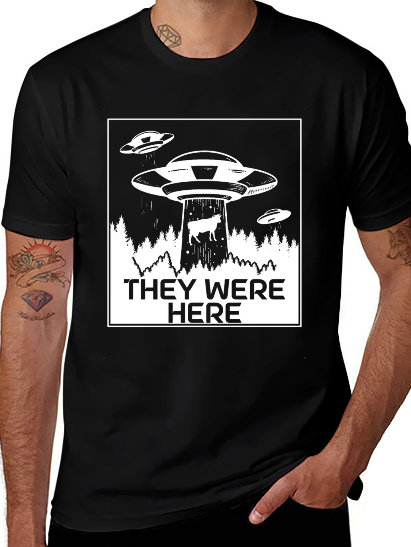 Variant 20 of They Were Here Alien Abduction Graphic Tee