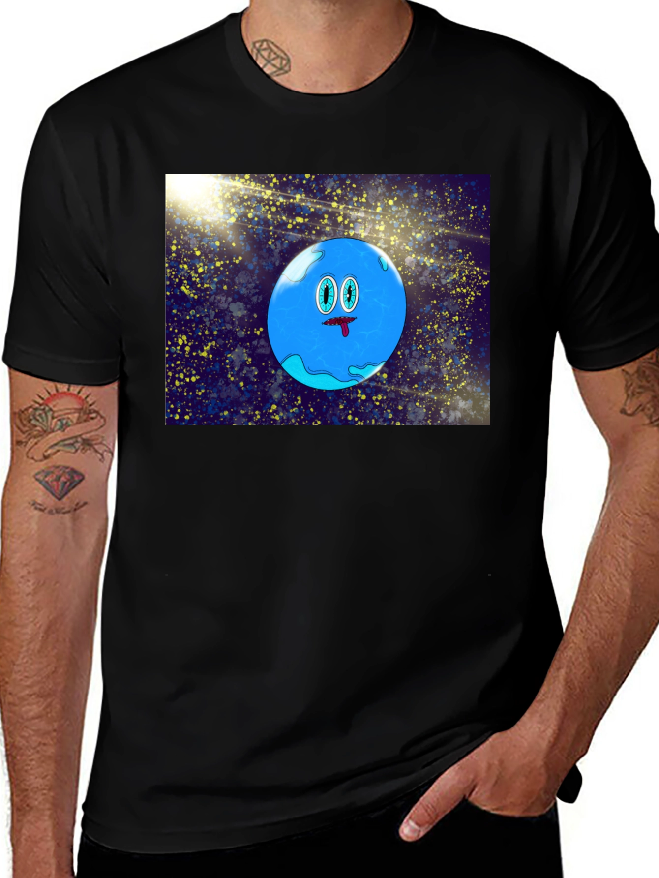 Variant 13 of Cartoon Planet Graphic Black T-Shirt
