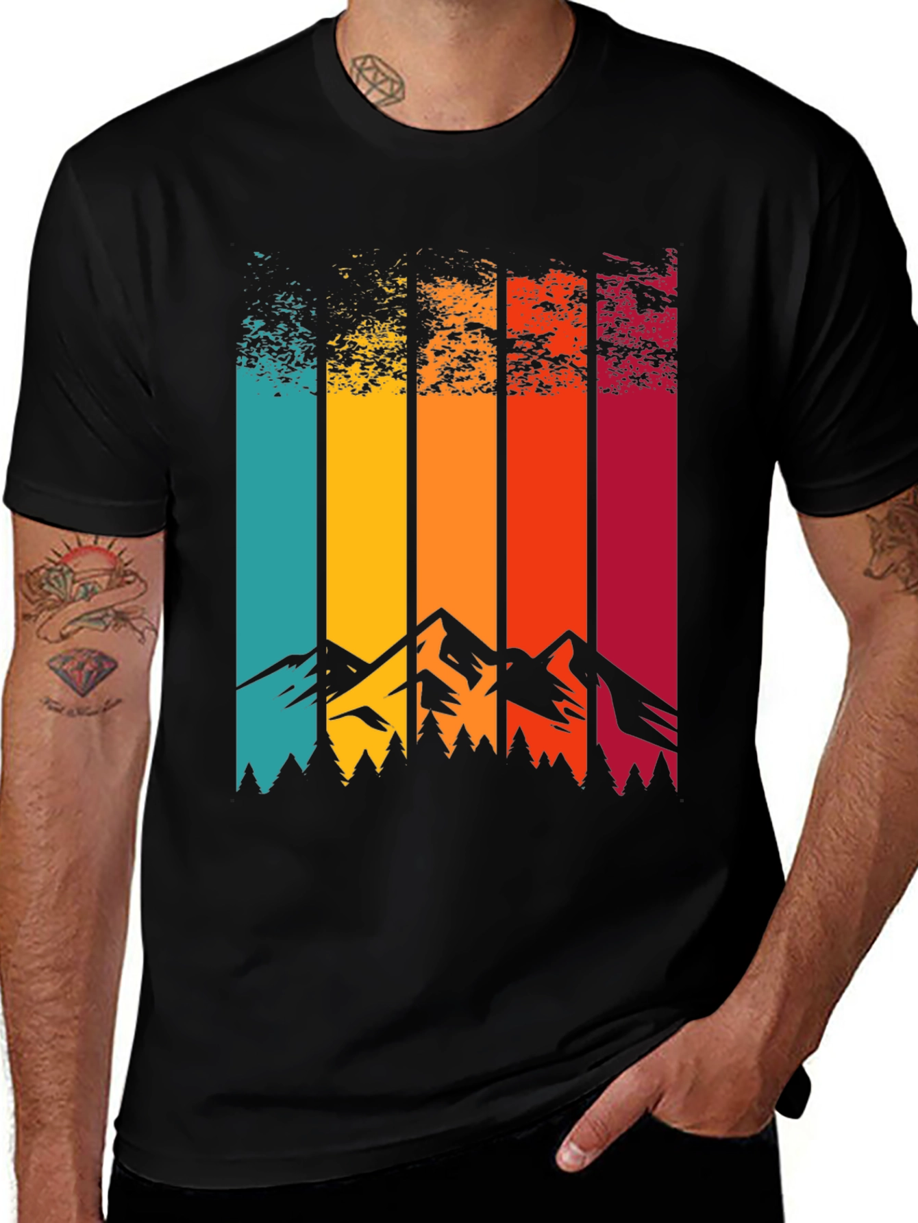 Variant 5 of Retro Mountainscape Graphic Tee