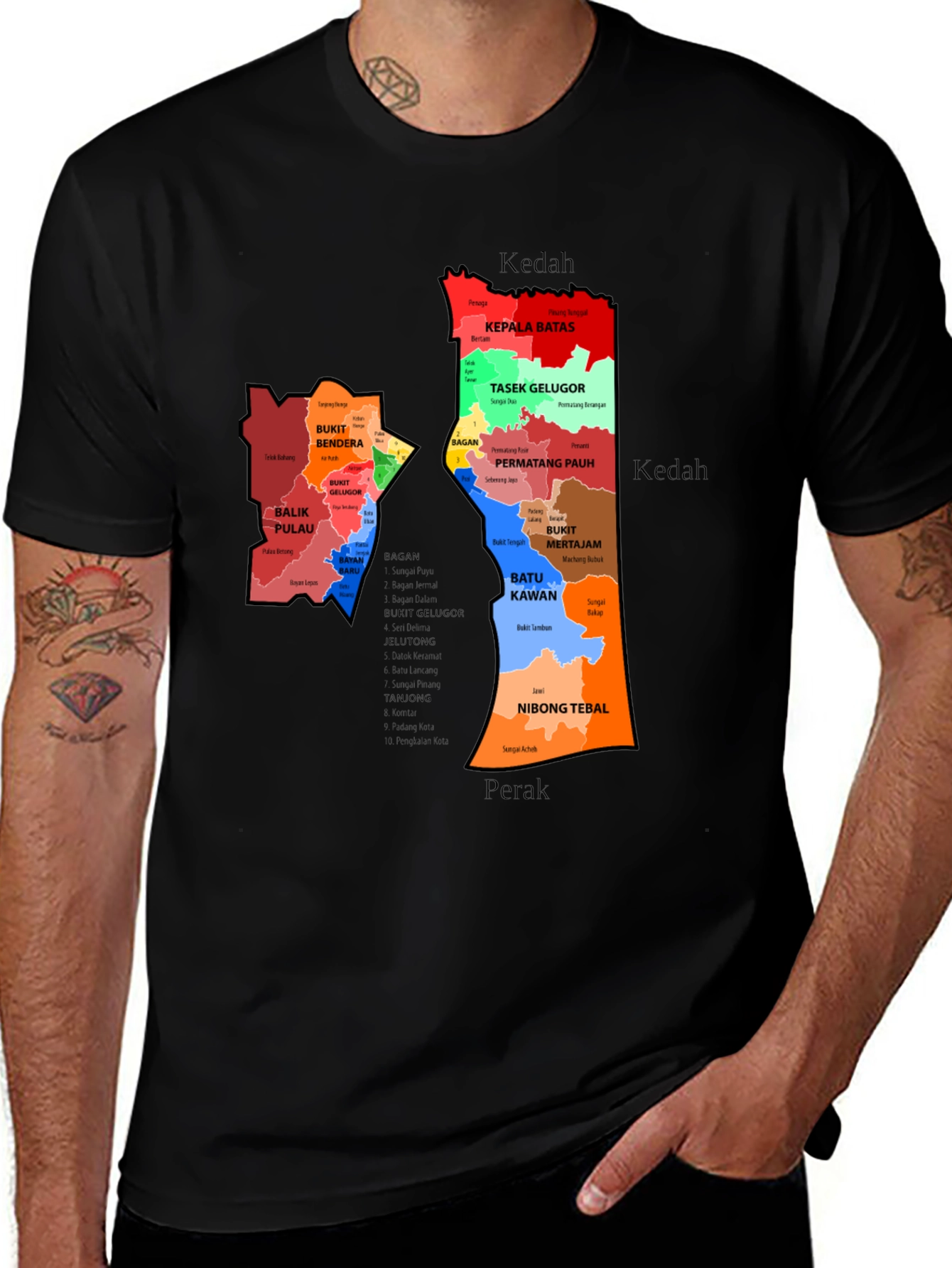 Penang State Map T-Shirt - Malaysia Geography Tee