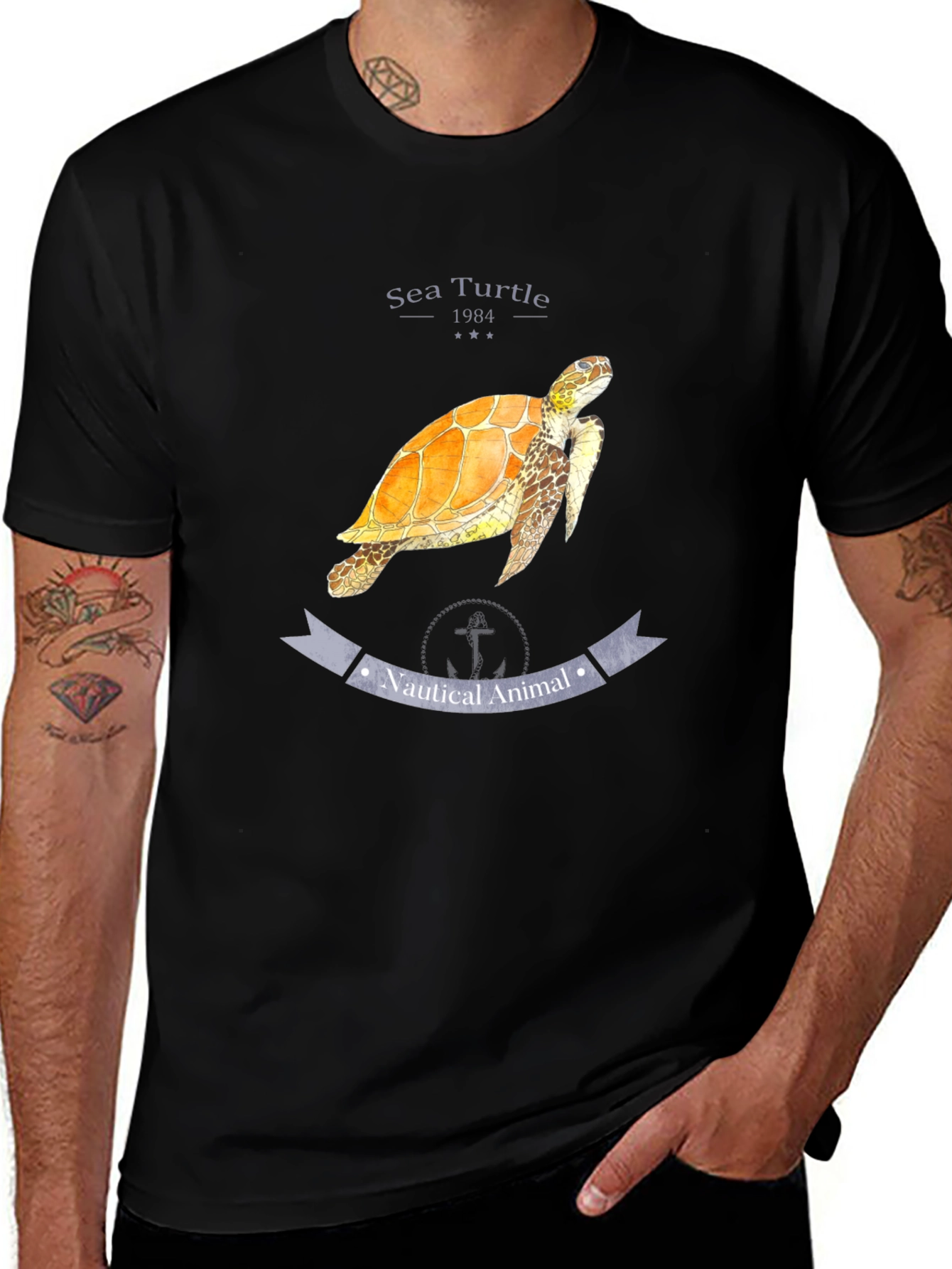 Sea Turtle Nautical Animal Graphic T-Shirt