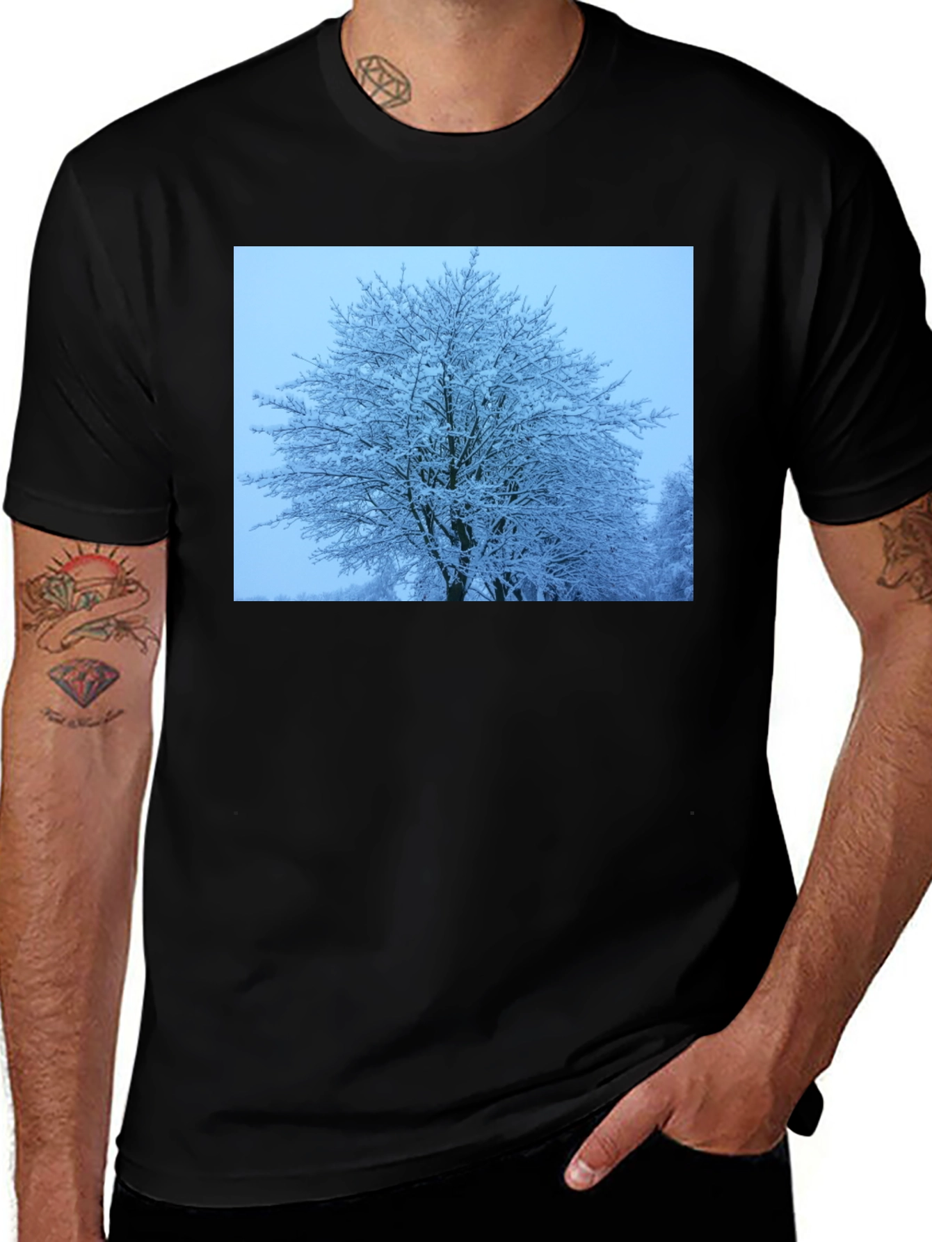 Variant 18 of Winter Tree Graphic Tee - Soft Black Cotton