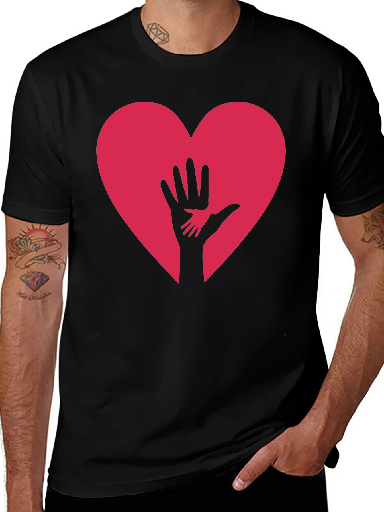 Variant 11 of Heart & Hand Graphic Tee - Black