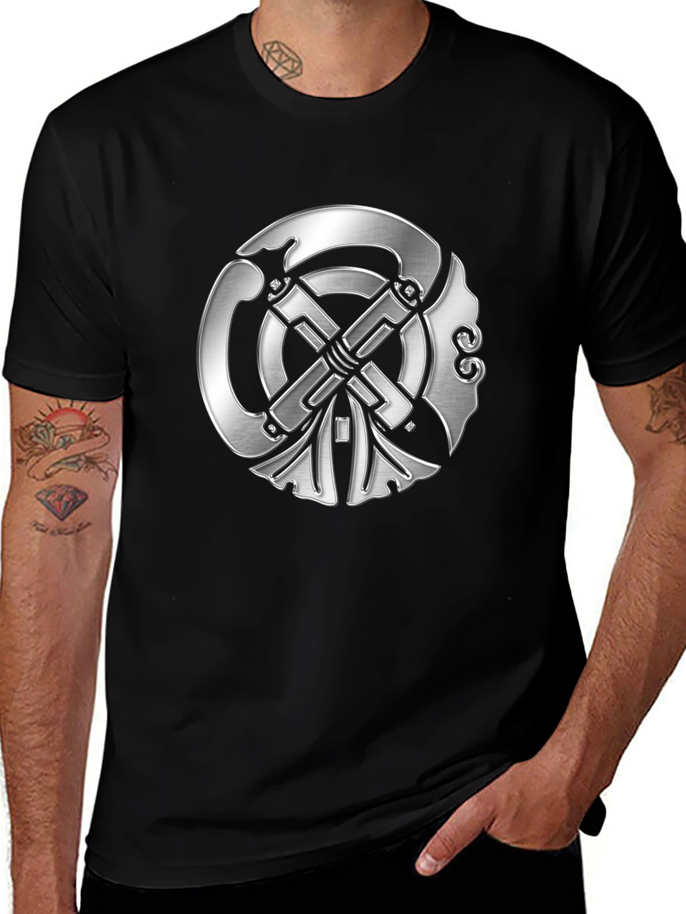Embossed Celtic Symbol Black T-Shirt