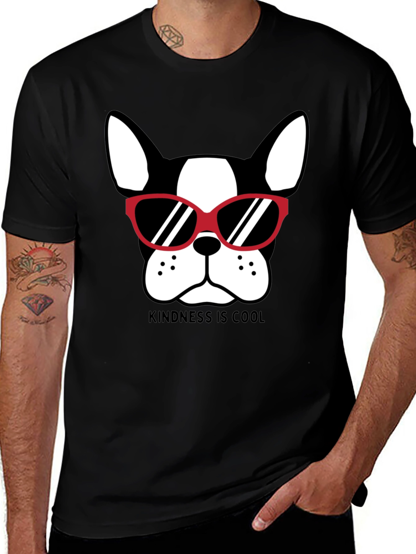 Variant 17 of Kindness is Cool Dog Graphic Tee - Black