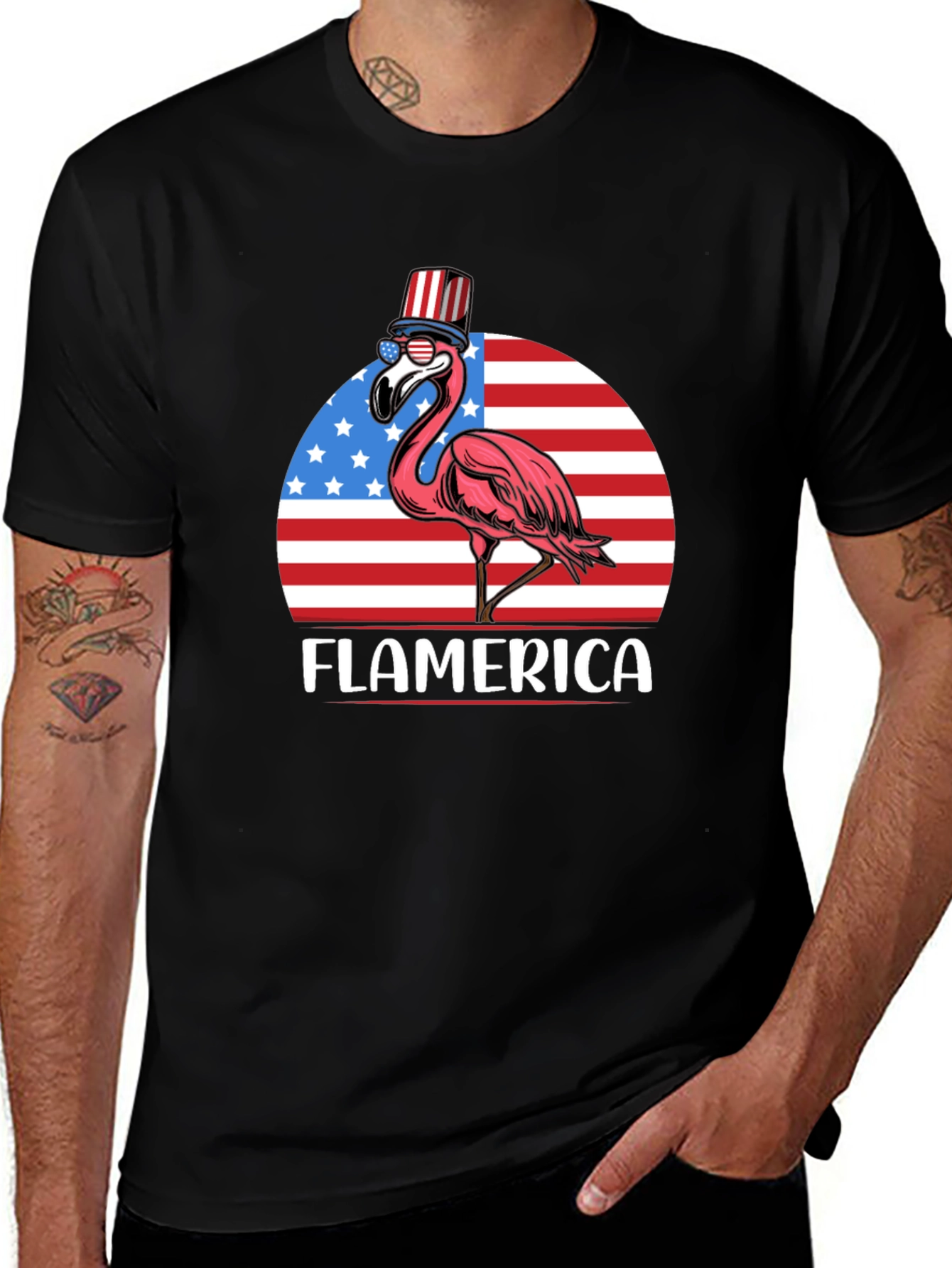 Flamerica T-Shirt - Patriotic Flamingo USA