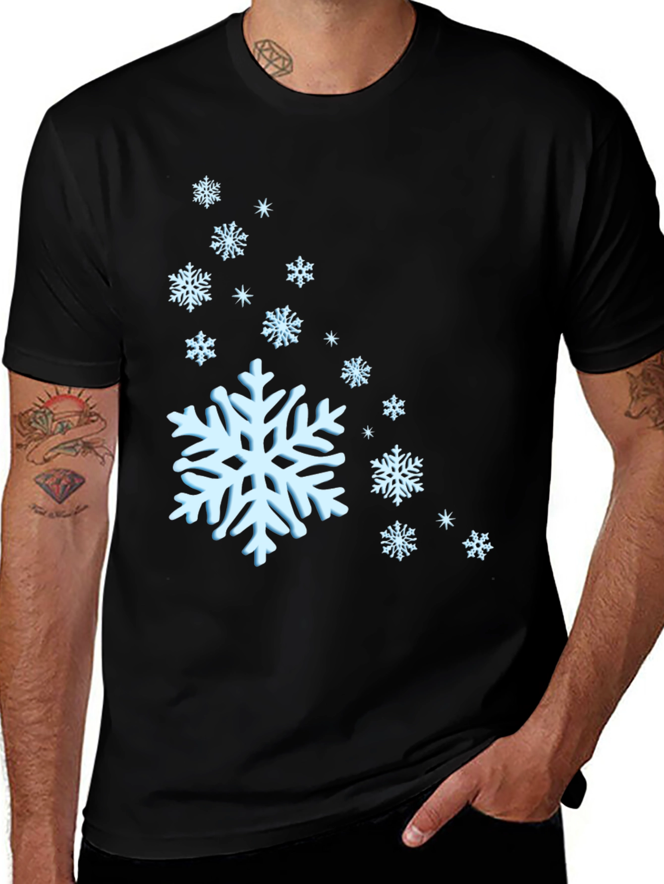 Variant 19 of Snowflake Graphic Black T-Shirt