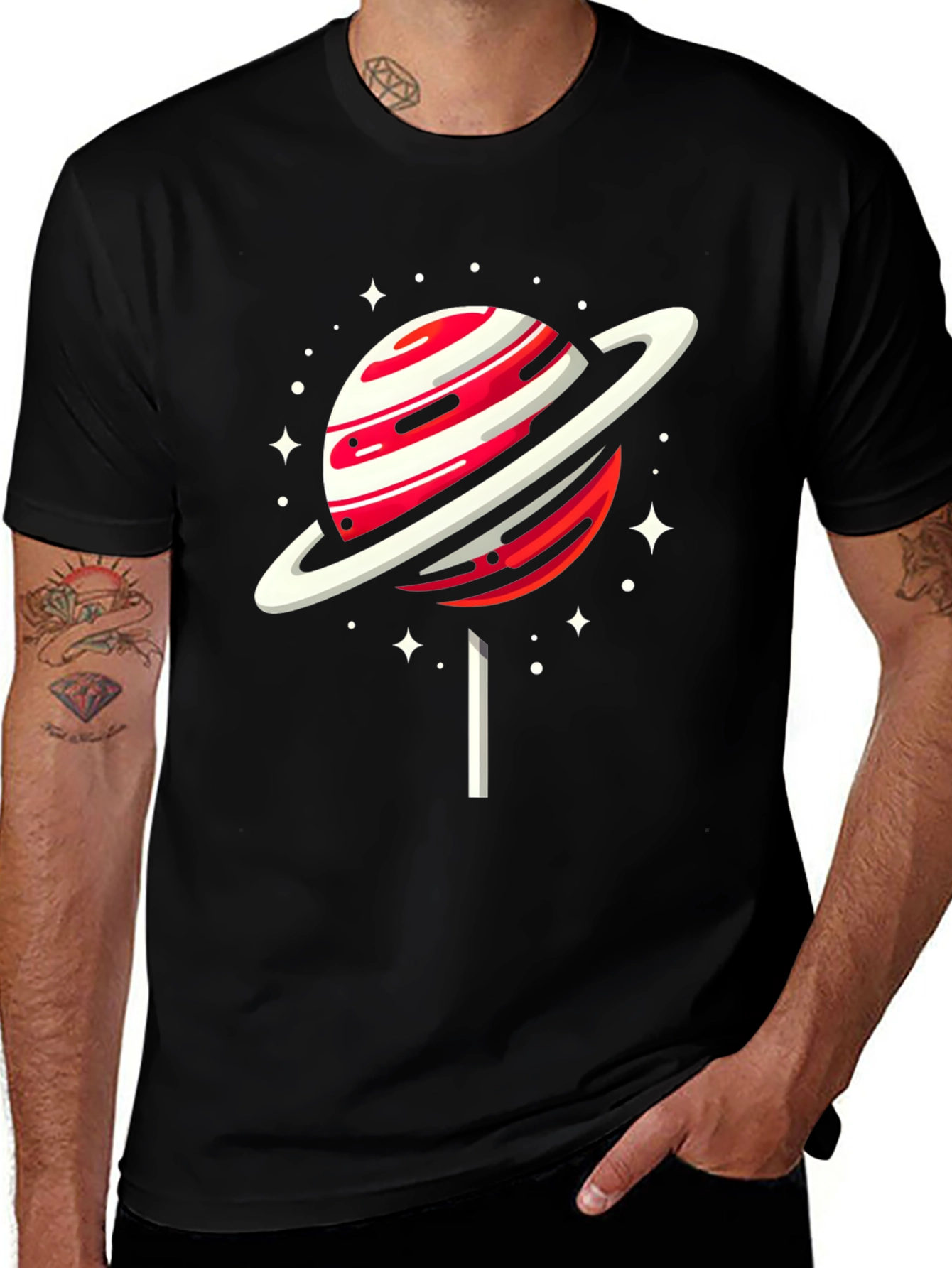 Variant 12 of Saturn Lollipop Graphic Tee - Unique Space Design