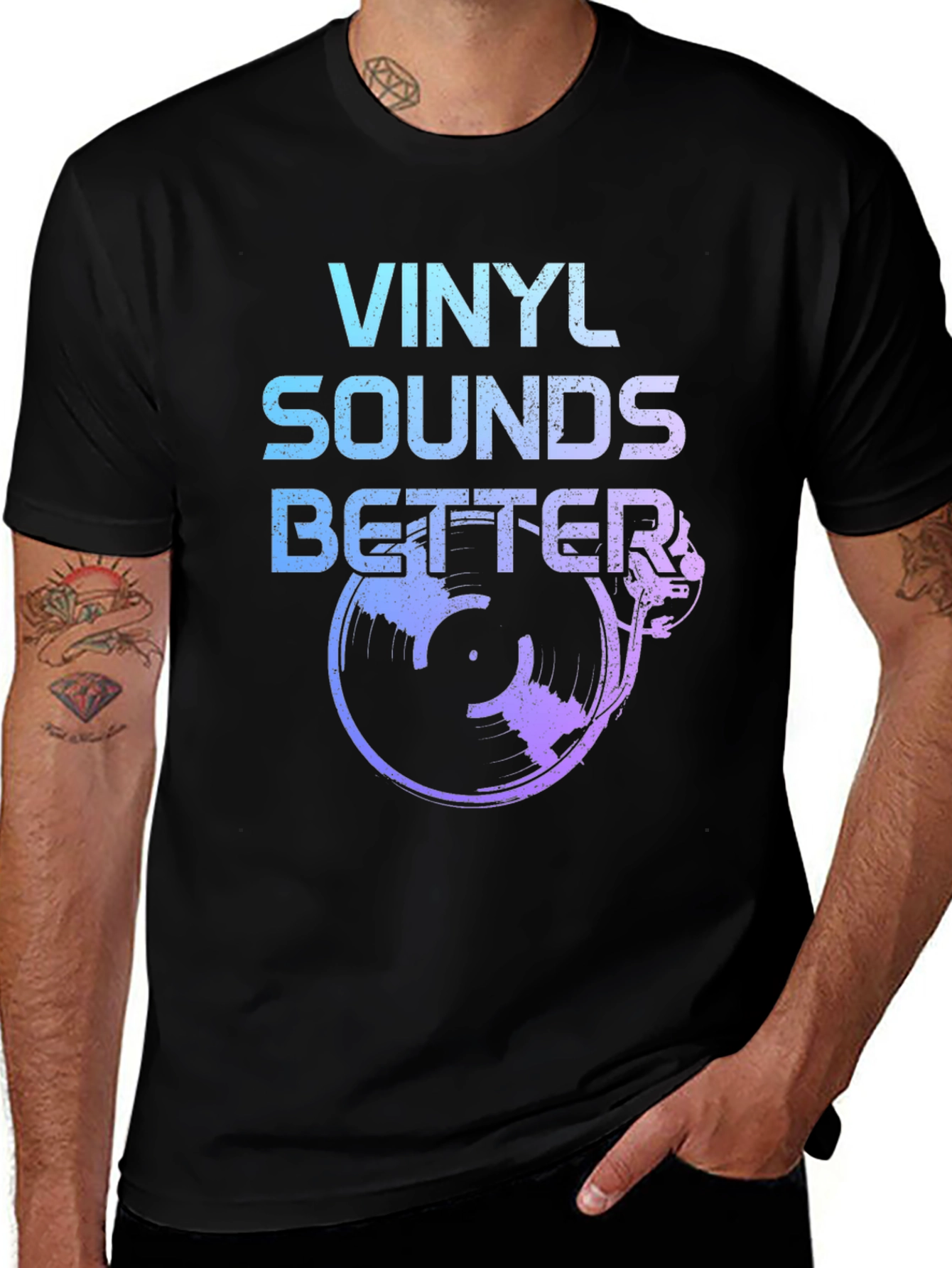 Variant 18 of Vinyl Sounds Better Black T-Shirt