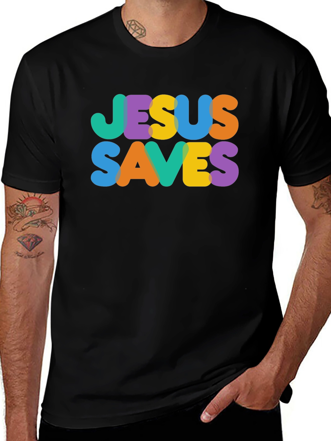 Variant 16 of Jesus Saves Graphic Tee - Colorful Print