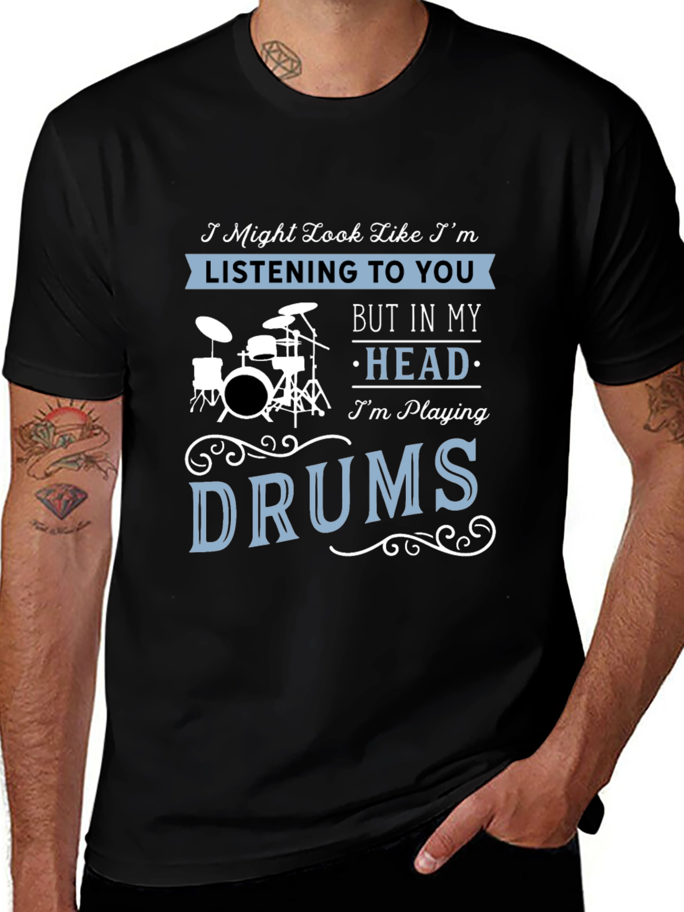 Variant 6 of Funny Drummer T-Shirt - "I'm Playing Drums"