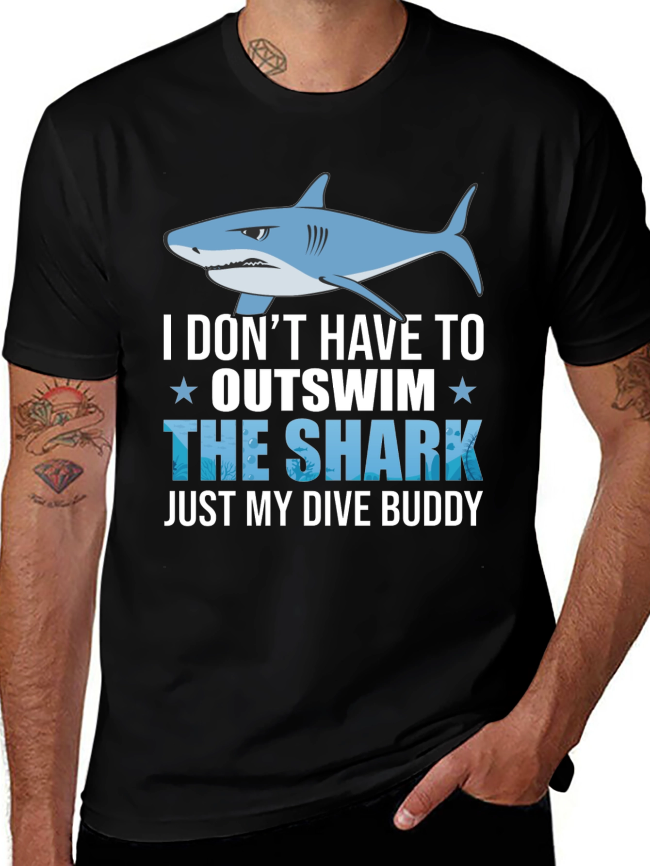 Variant 2 of Funny Dive Buddy Shark T-Shirt