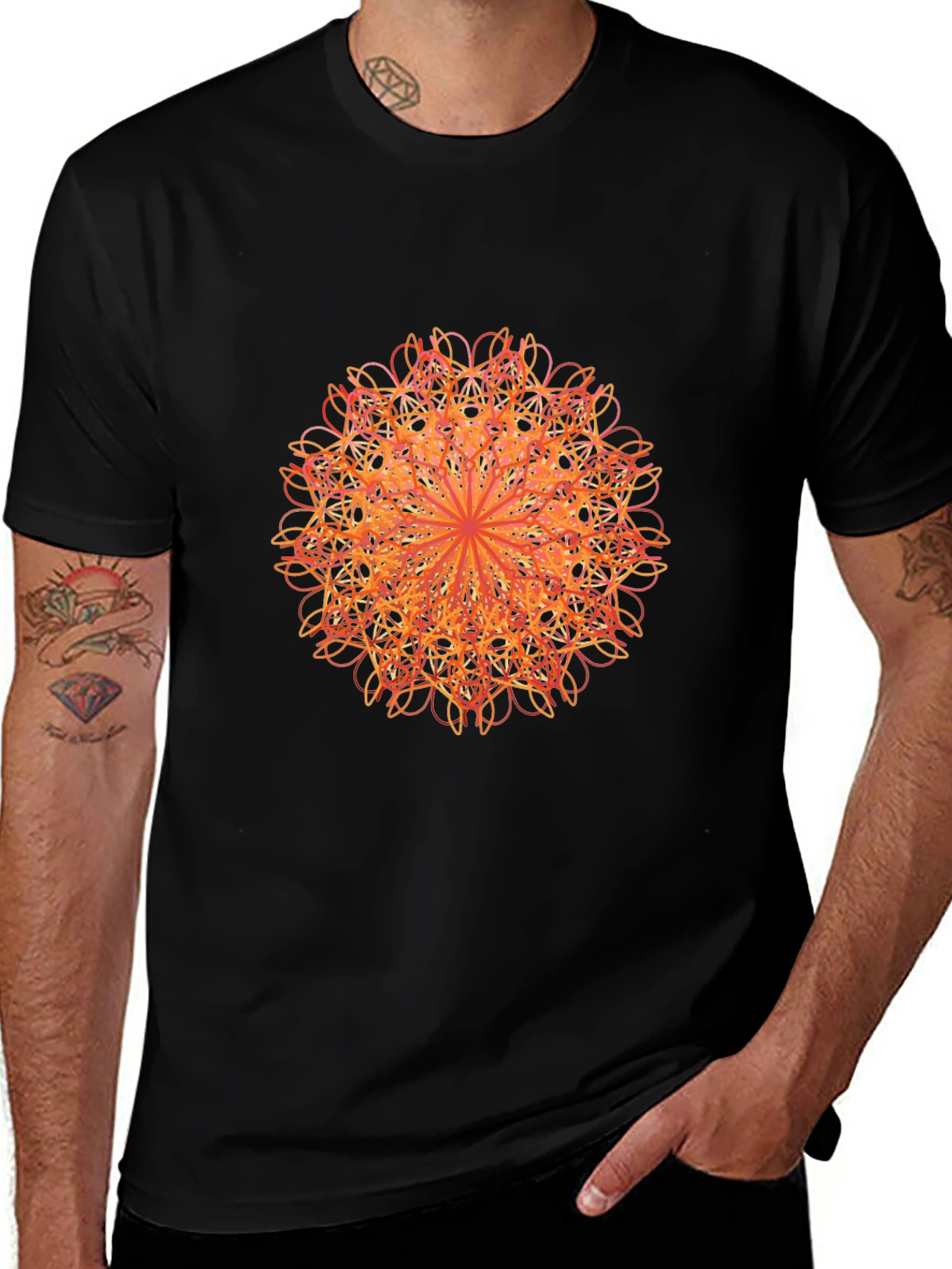 Variant 17 of Geometric Mandala Graphic Tee - Black