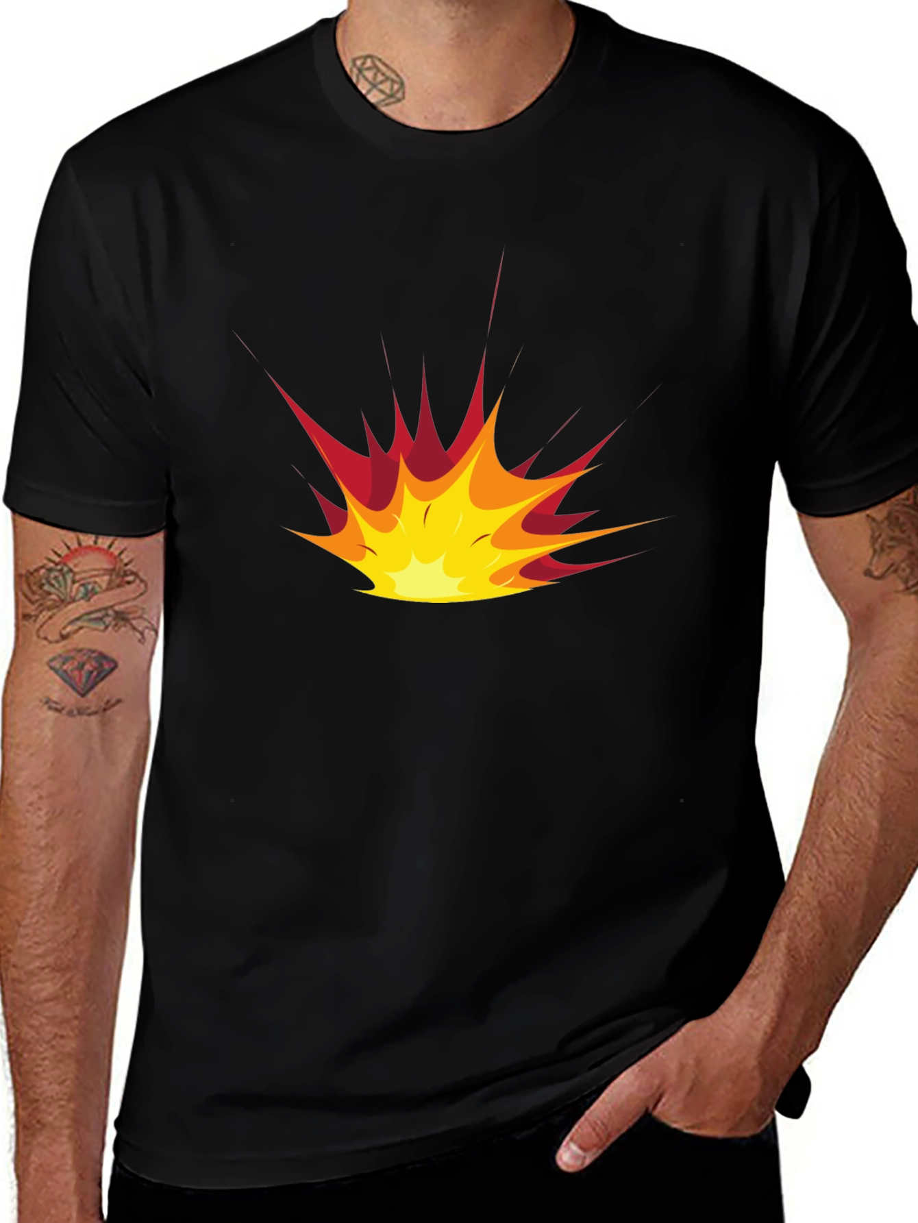 Variant 23 of Explosion Graphic Black T-Shirt - Casual Style