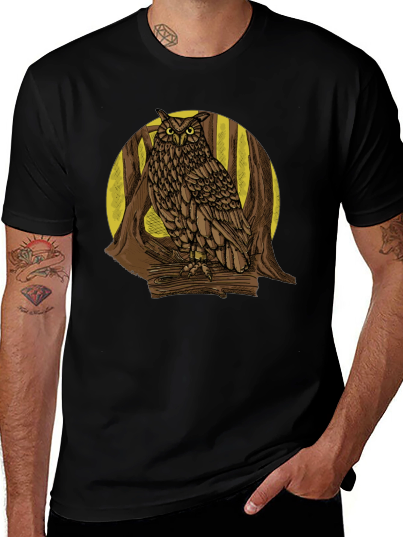 Variant 16 of Owl Forest Black T-Shirt