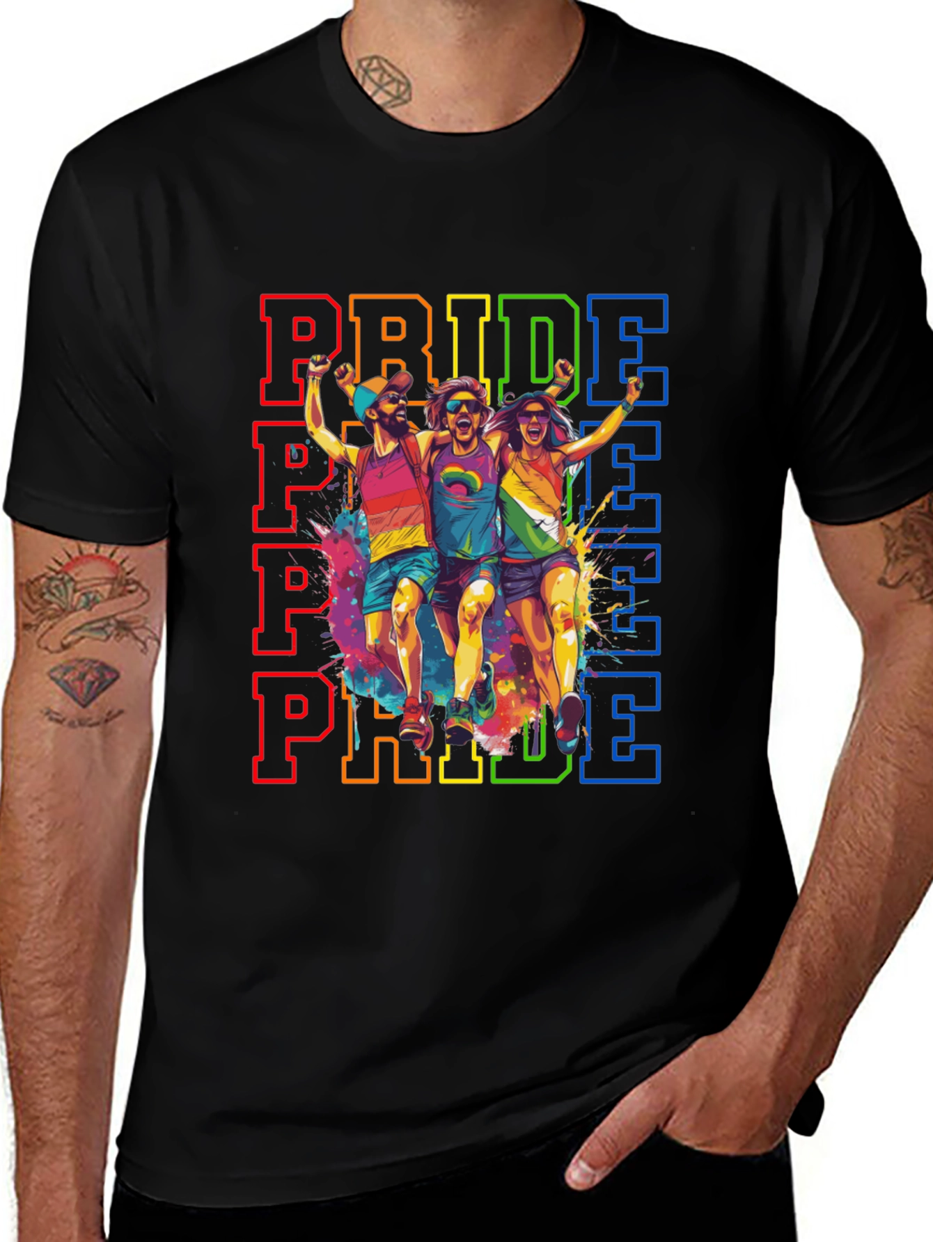Pride Rainbow Graphic Tee - Unisex Black T-Shirt