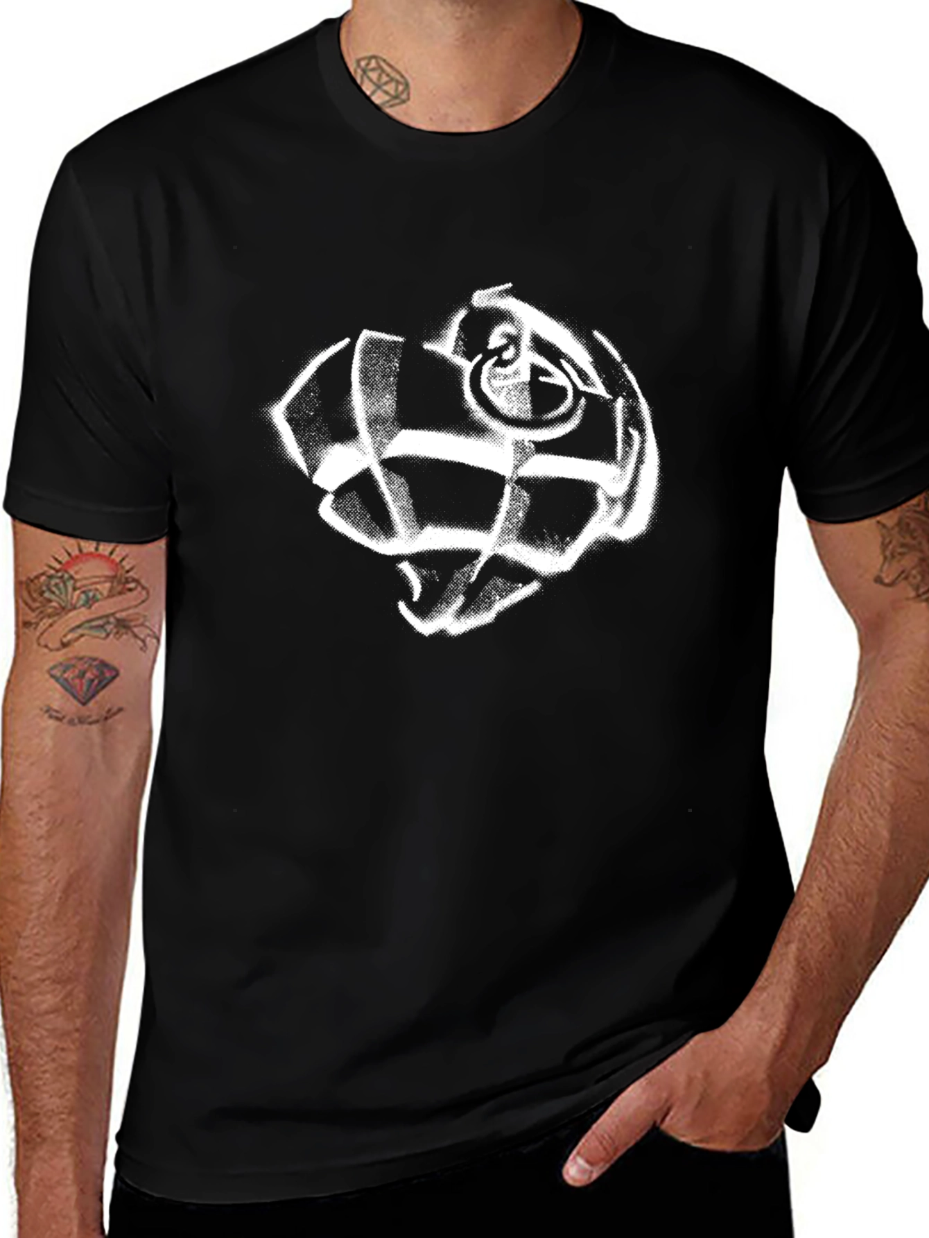 Variant 25 of Black T-Shirt with White Grenade Graphic