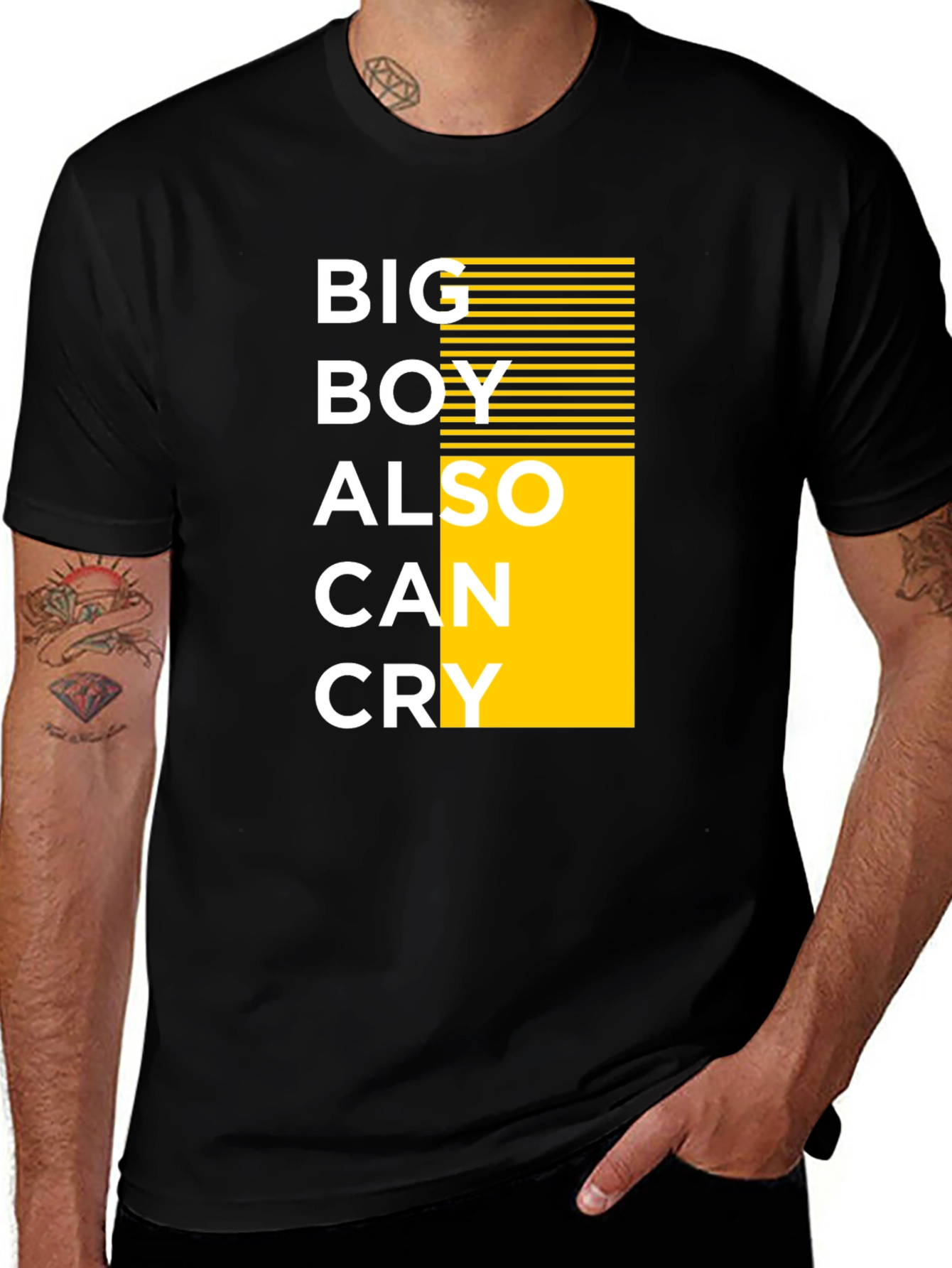 Variant 15 of Big Boy Also Can Cry Graphic Tee - Comfort Fit Black T-Shirt