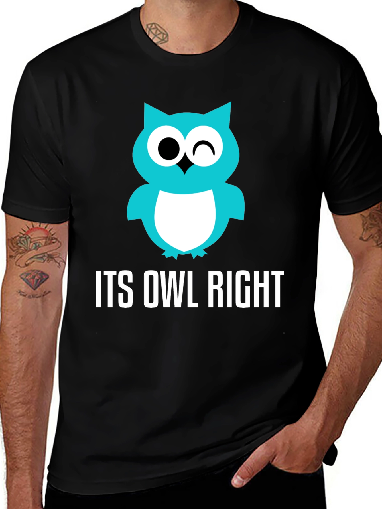 Variant 11 of Its Owl Right T-Shirt - Cute Winking Owl Design