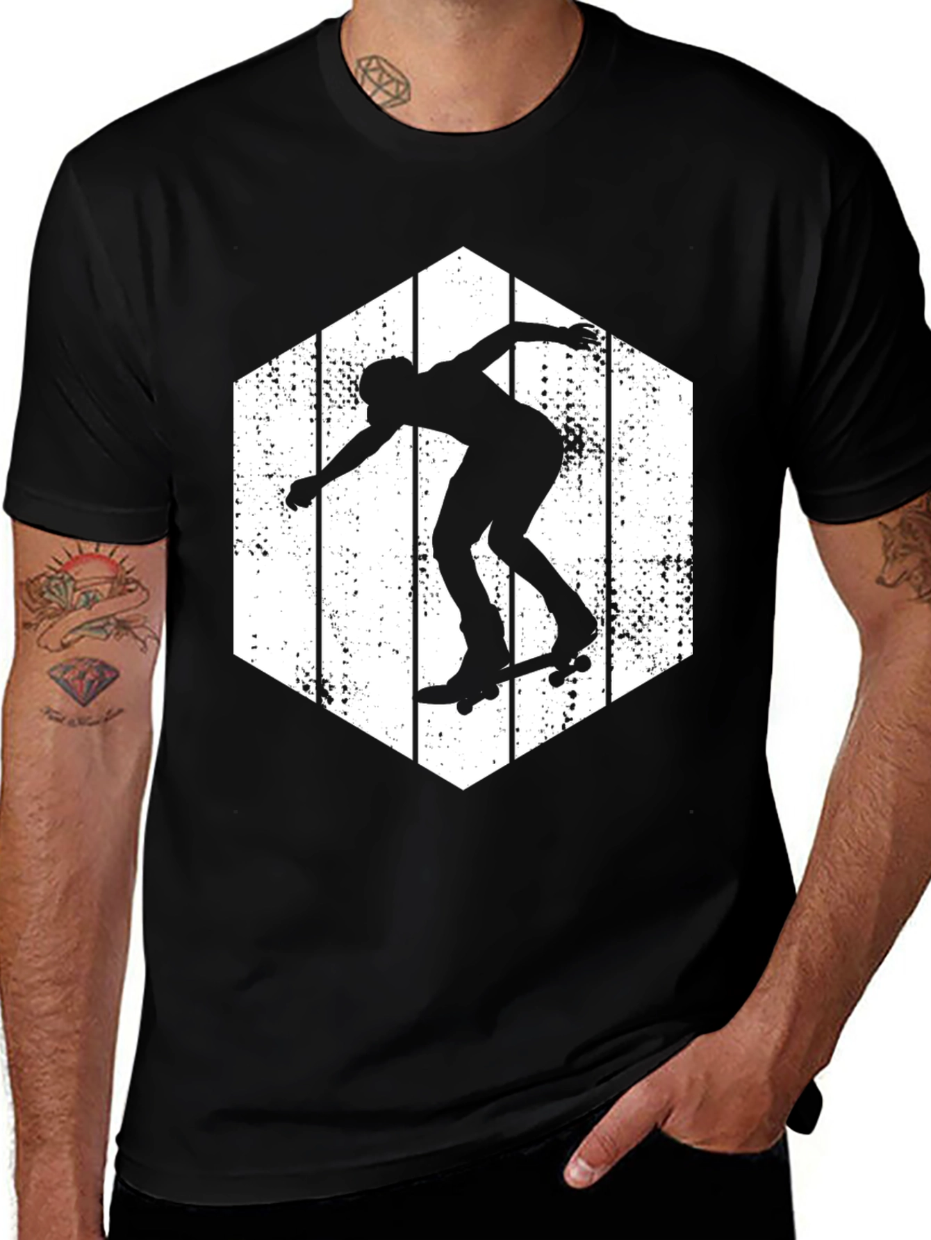 Variant 3 of Skater Graphic Tee - Black Cotton T-Shirt