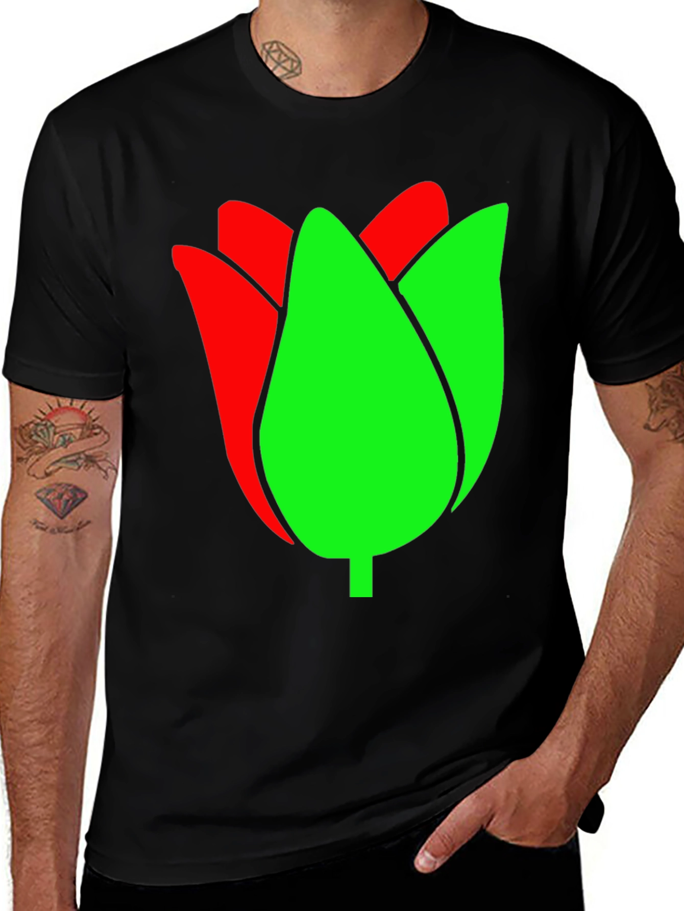 Variant 8 of Tulip Graphic Tee - Black Cotton Blend