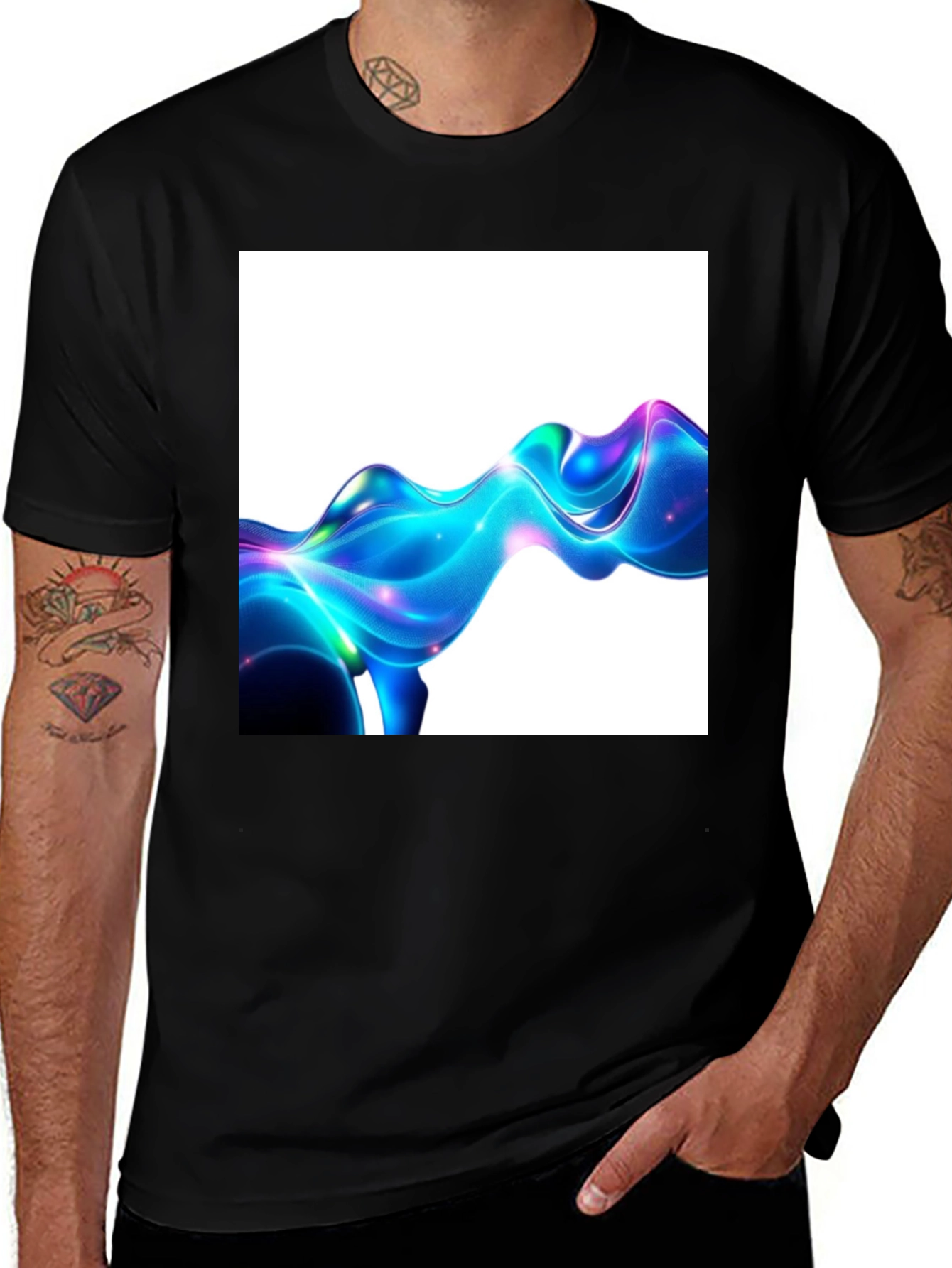 Variant 9 of Abstract Fluid Art Black T-Shirt