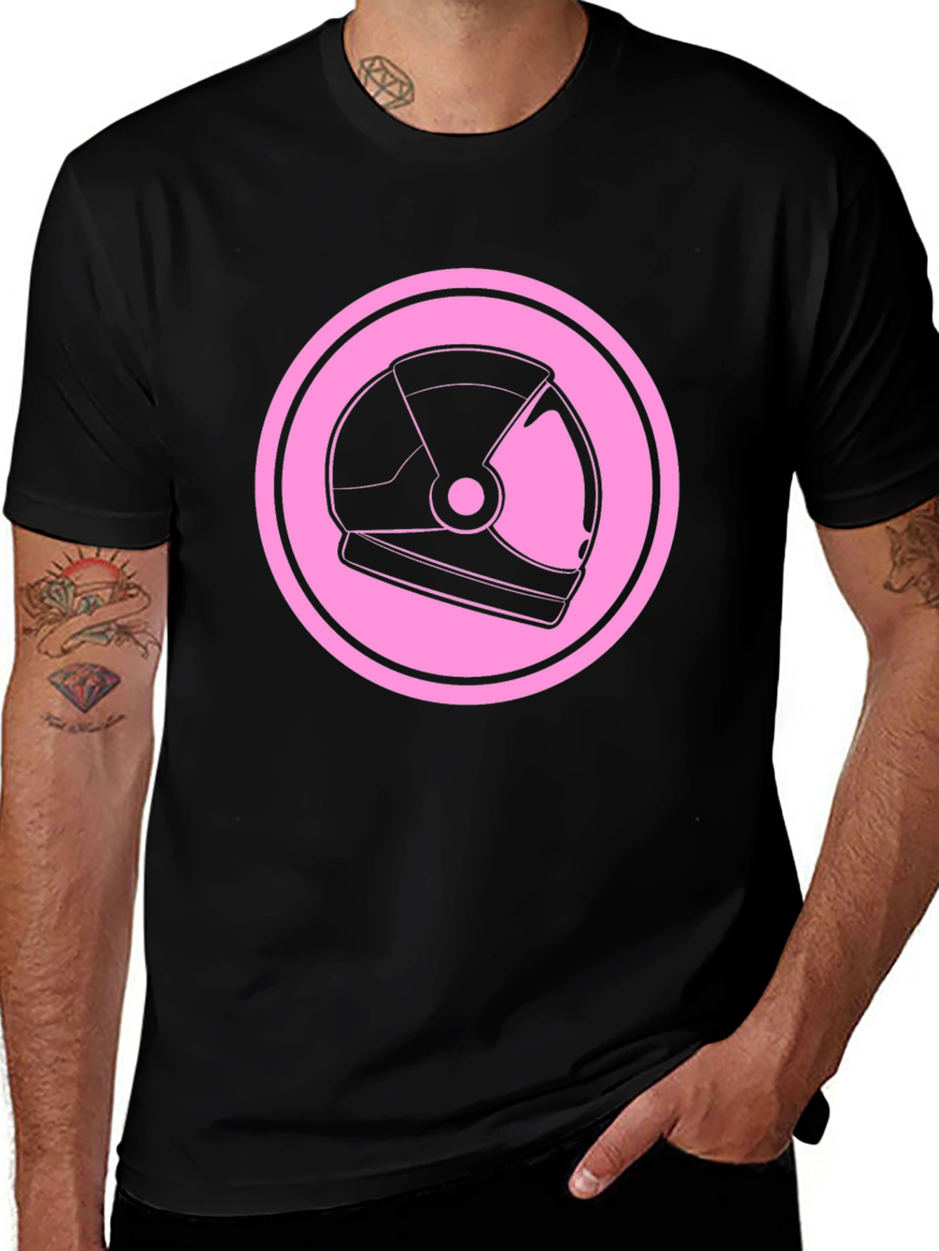 Variant 23 of Astronaut Helmet Graphic Tee - Black
