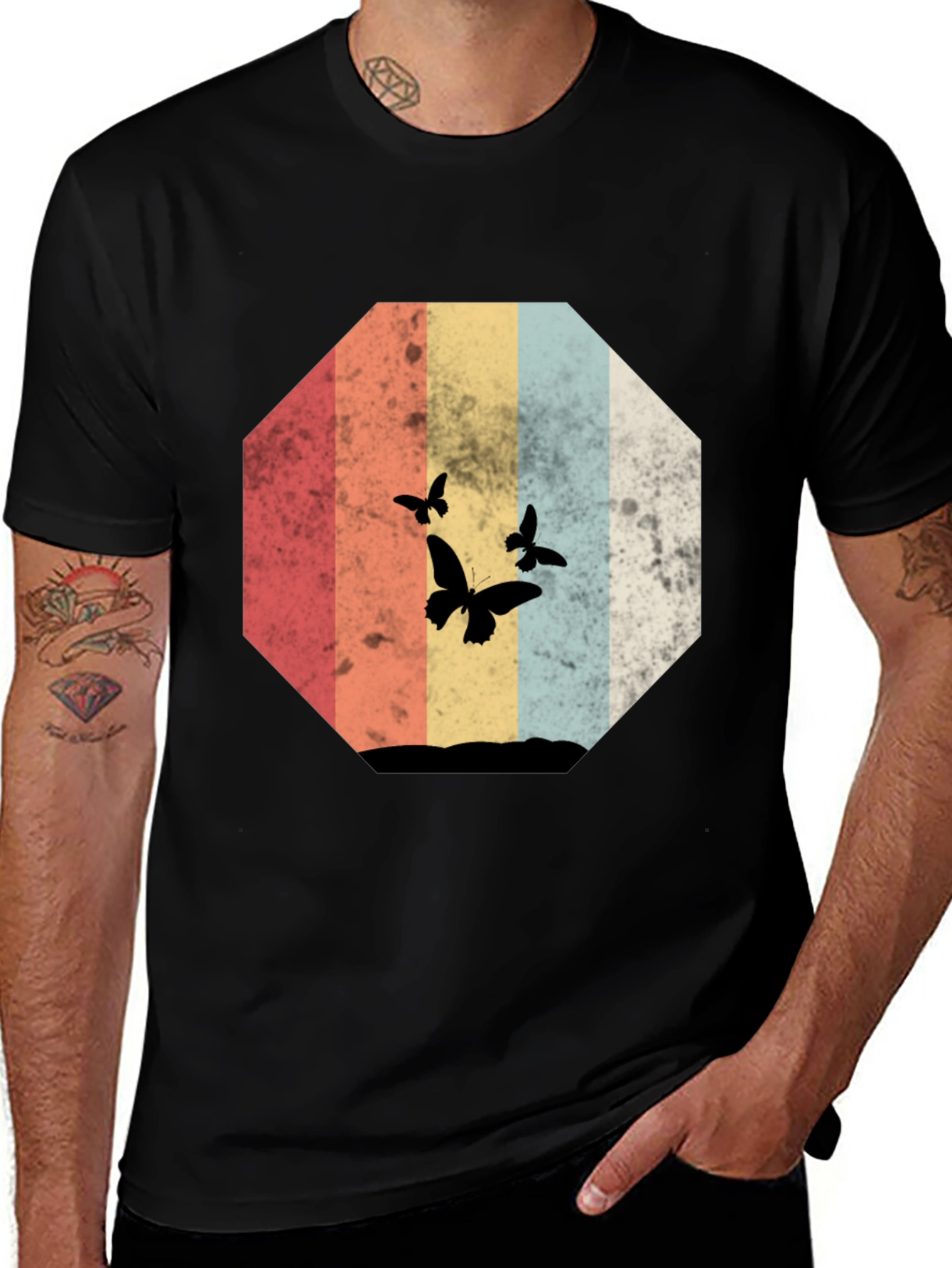 Variant 7 of Retro Butterfly Silhouette Graphic Tee