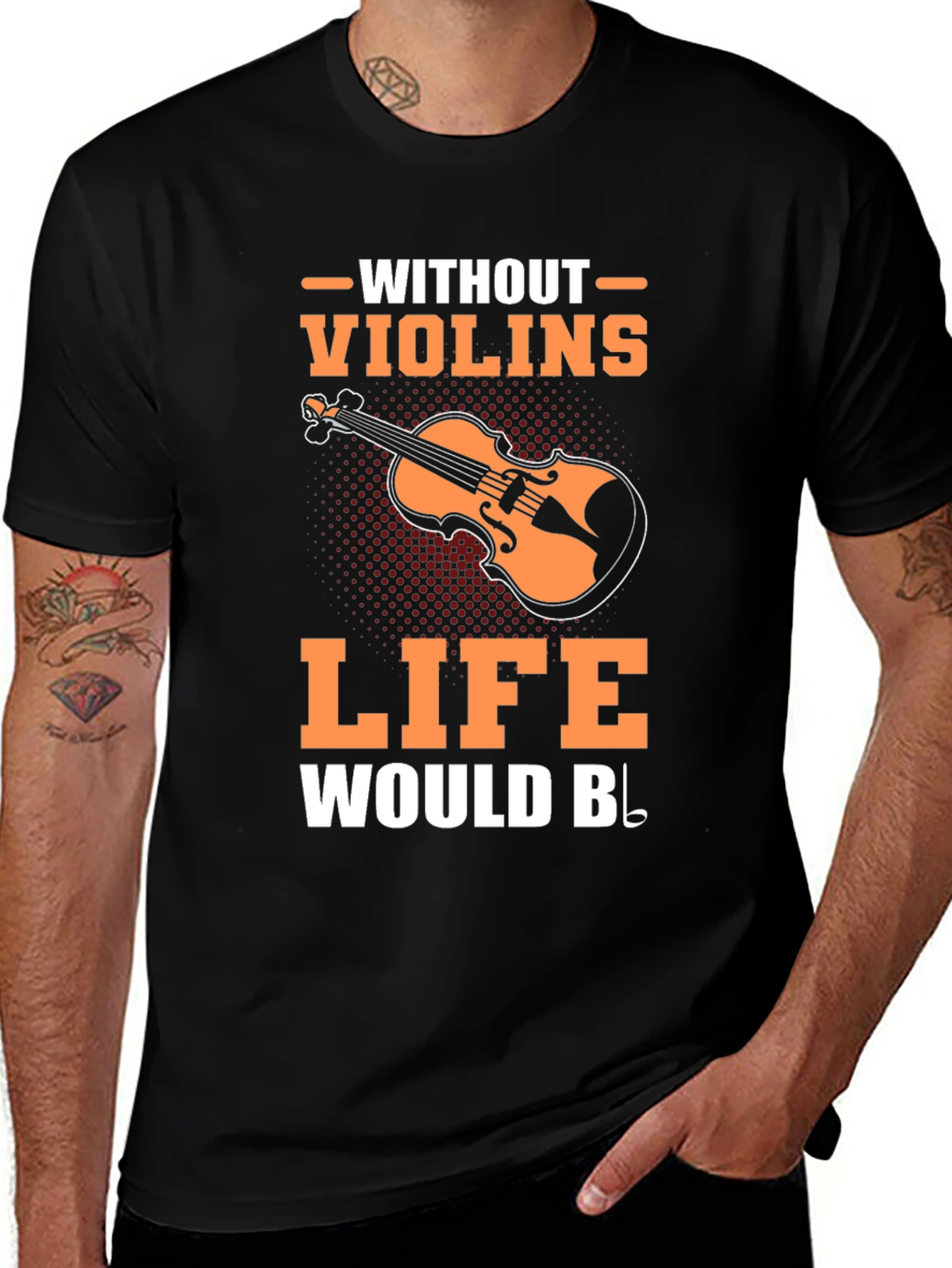 Variant 2 of Violin Music T-Shirt - Life Without Violins Graphic Tee