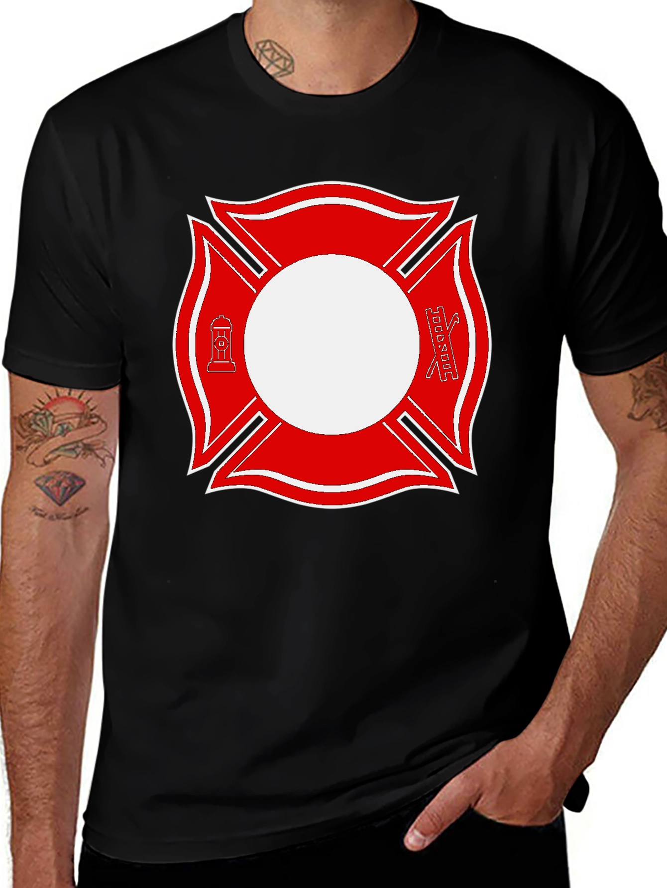 Variant 10 of Firefighter Maltese Cross Graphic Tee