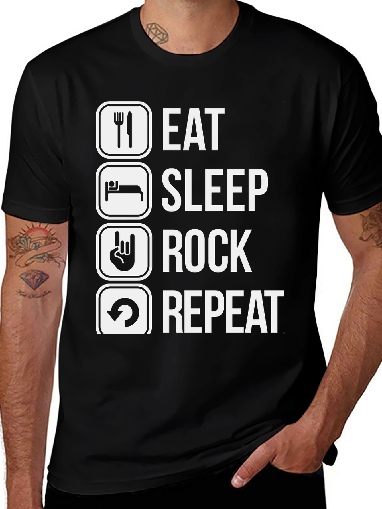 Variant 23 of Eat Sleep Rock Repeat Graphic T-Shirt