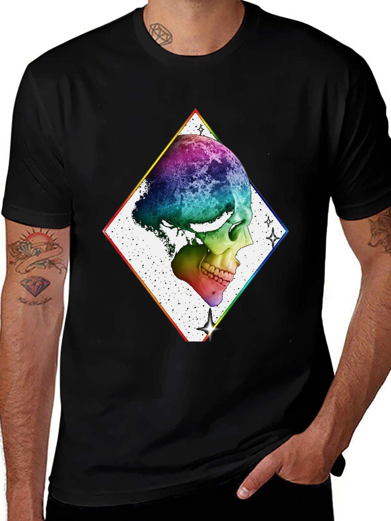 Variant 2 of Rainbow Skull Graphic Tee - Unique Art T-Shirt