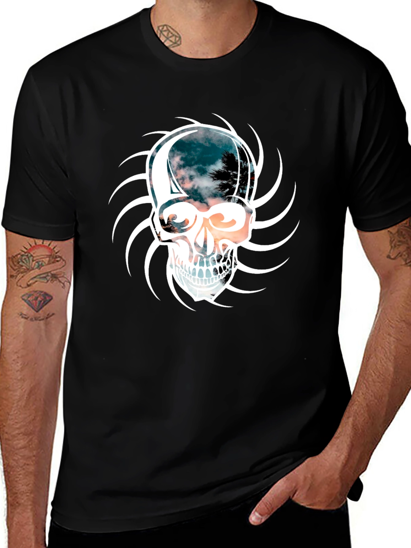 Variant 21 of Skull Graphic Print Men's Black T-Shirt