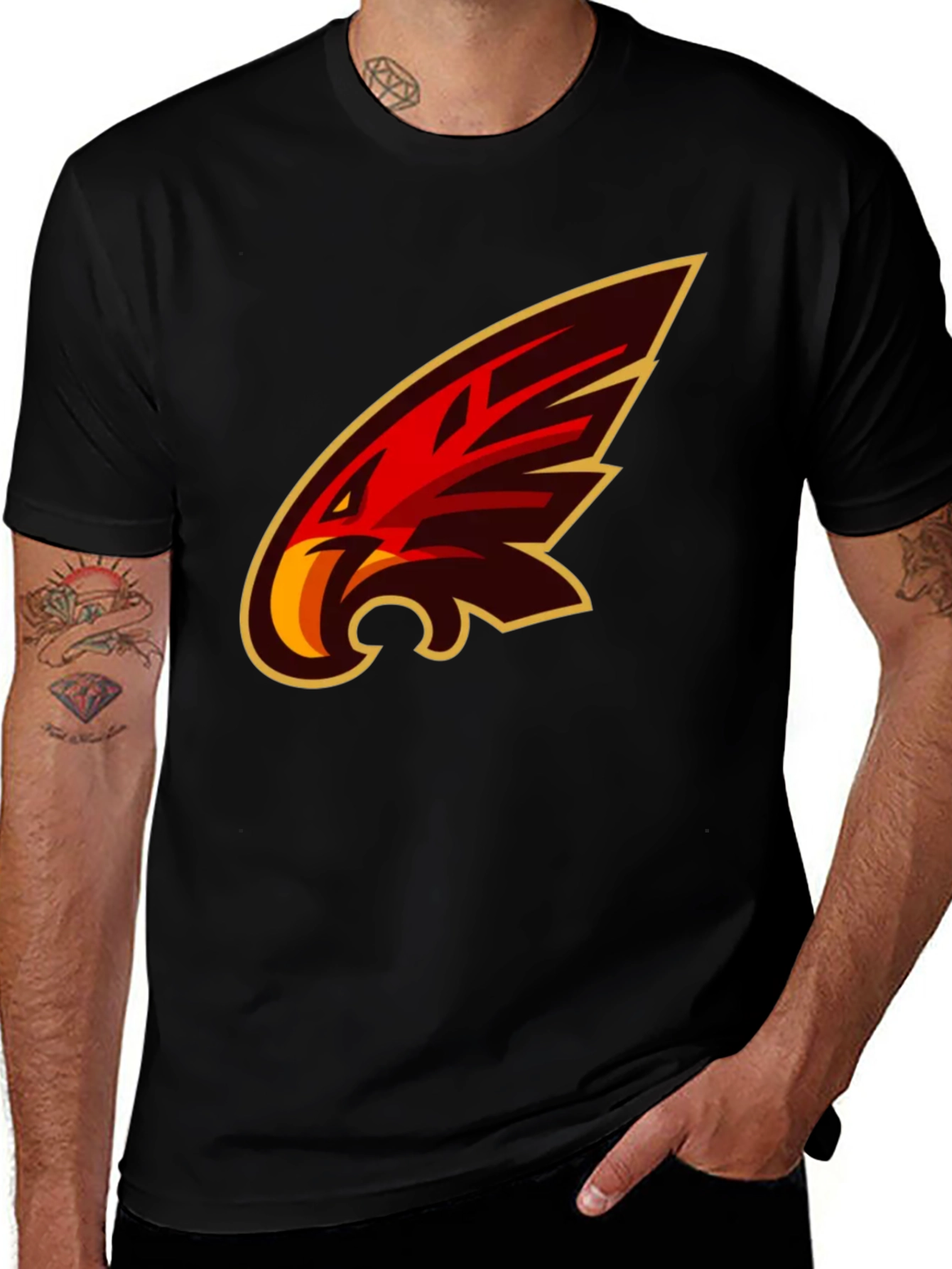 Variant 17 of Men's Black T-Shirt with Bold Graphic Eagle Design