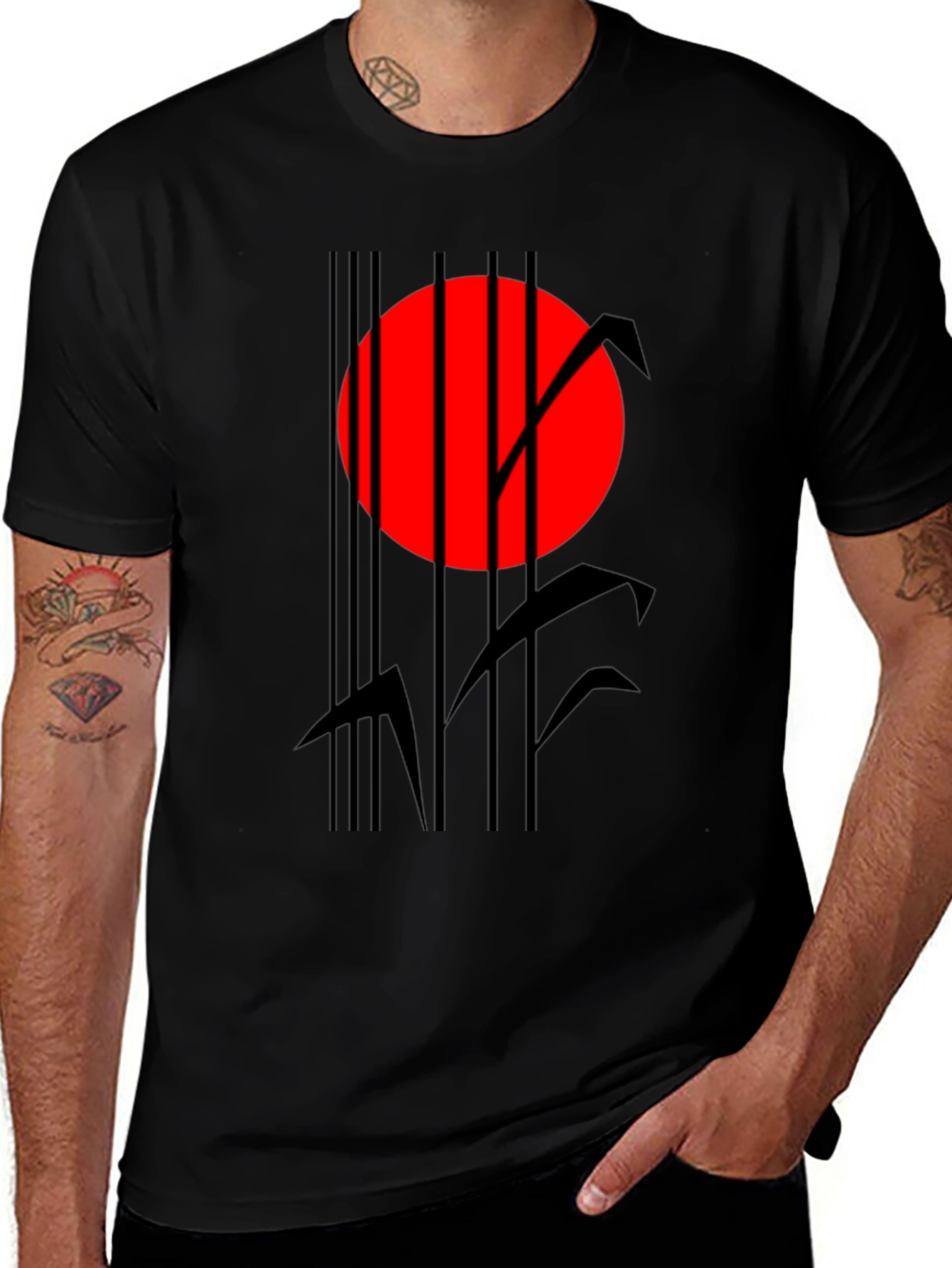 Variant 20 of Abstract Red Sun Black Graphic T-Shirt