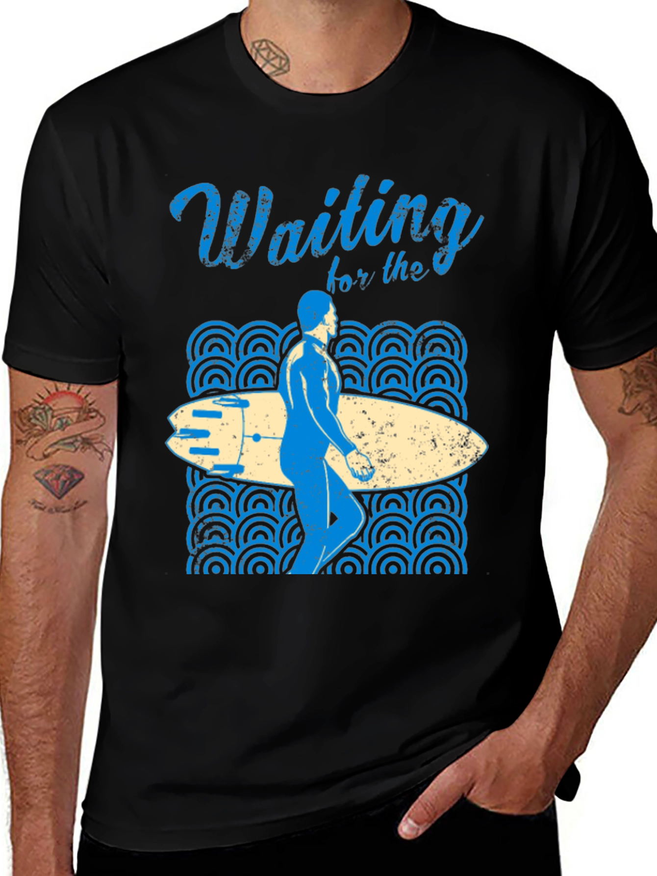 Variant 19 of Surfer Graphic T-Shirt - Waiting for the Waves