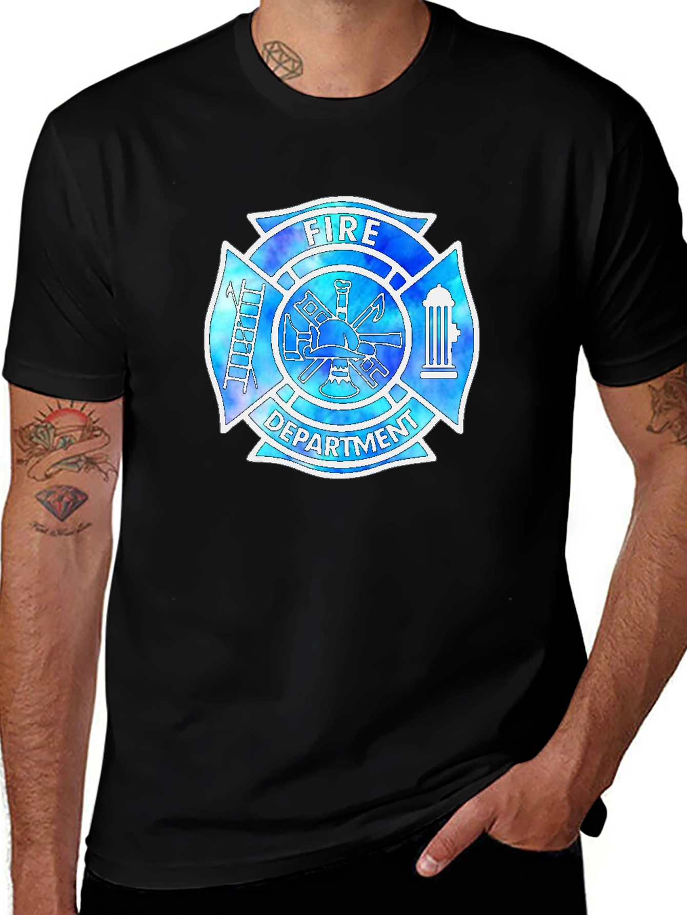 Variant 4 of Fire Department Emblem Black T-Shirt