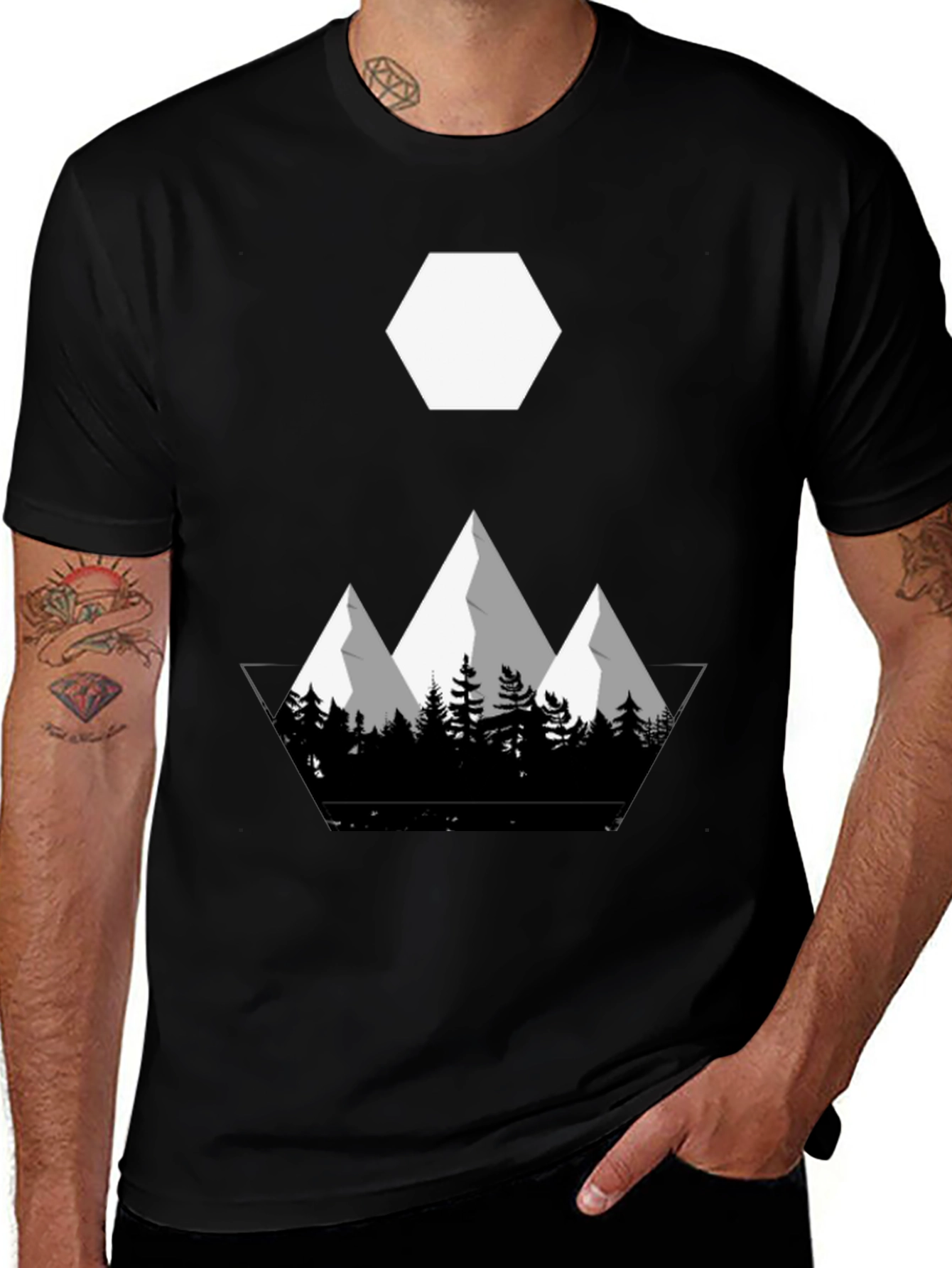 Geometric Mountain Forest T-Shirt