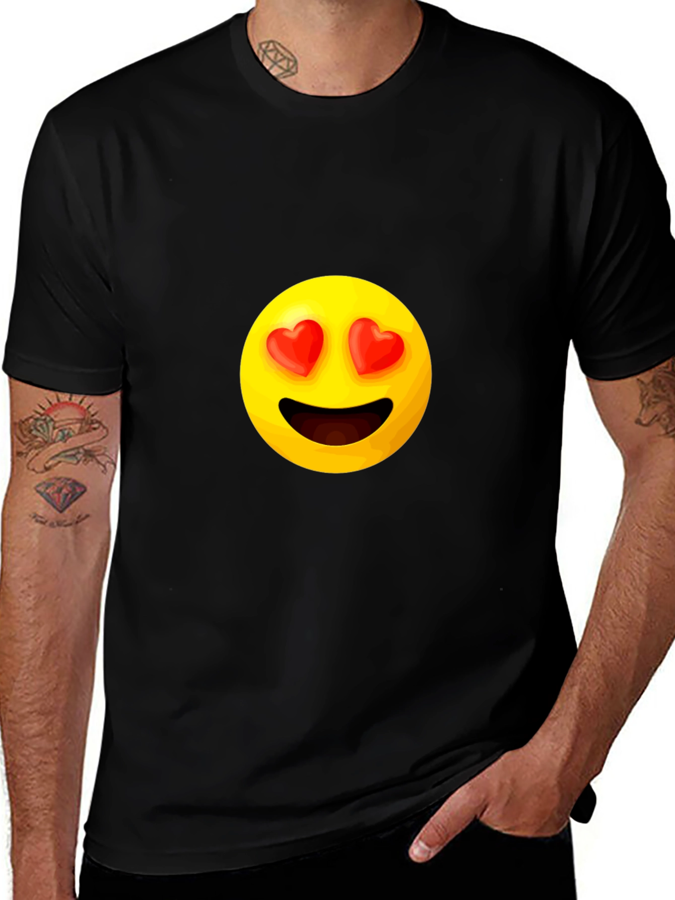 Variant 13 of Emoji Heart Eyes Black T-Shirt