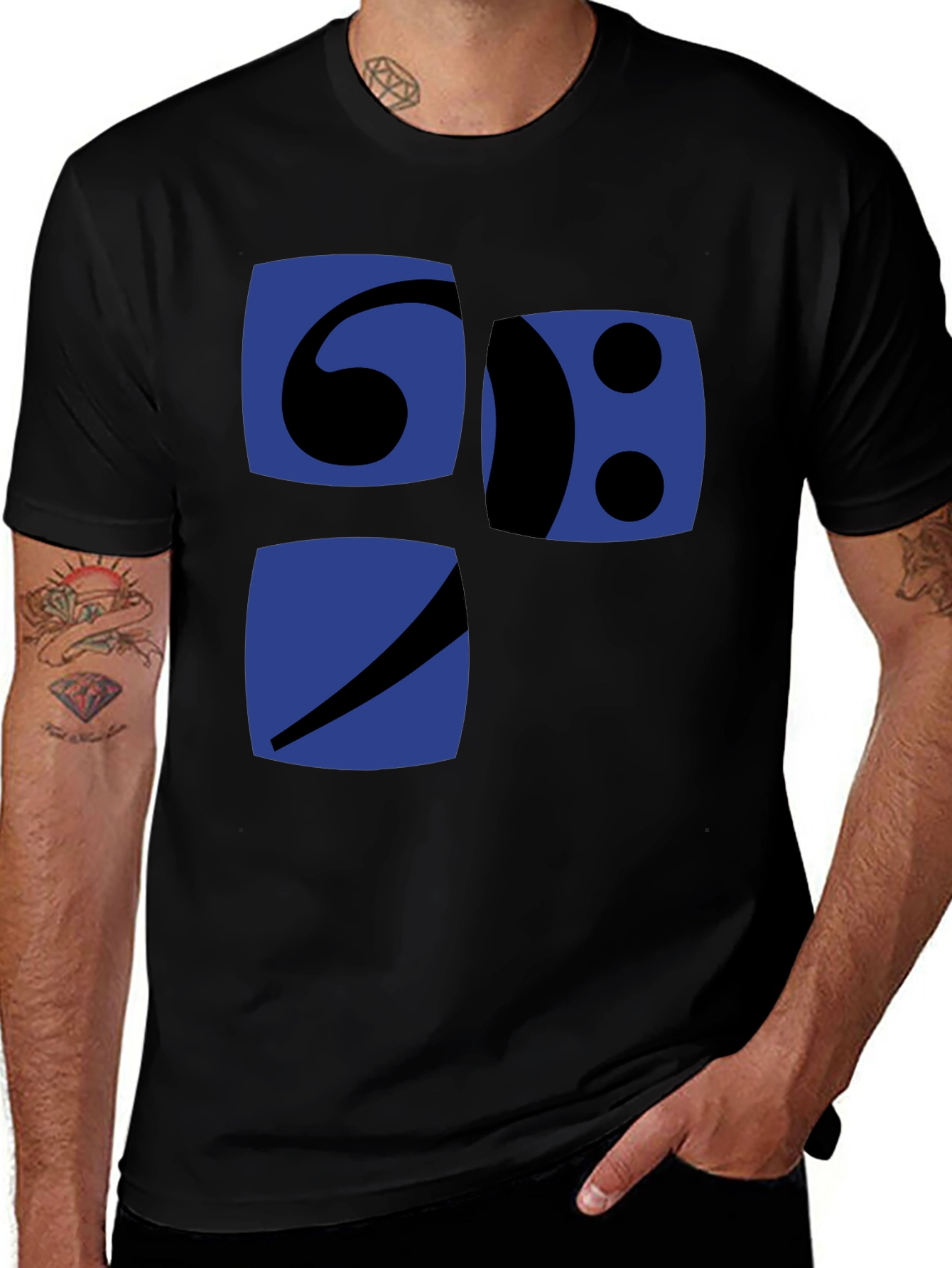 Variant 6 of Abstract Graphic Tee - Black Cotton Blend Shirt