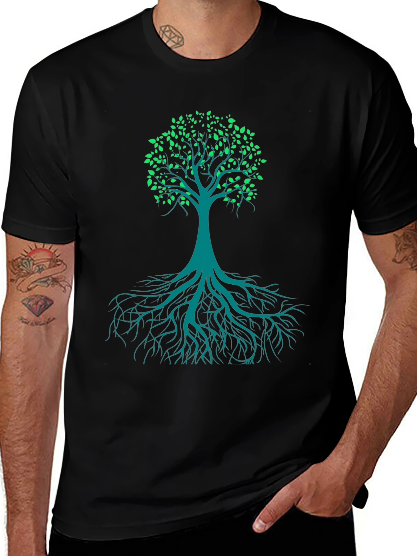 Variant 28 of Tree of Life Graphic Tee - Black Cotton Blend