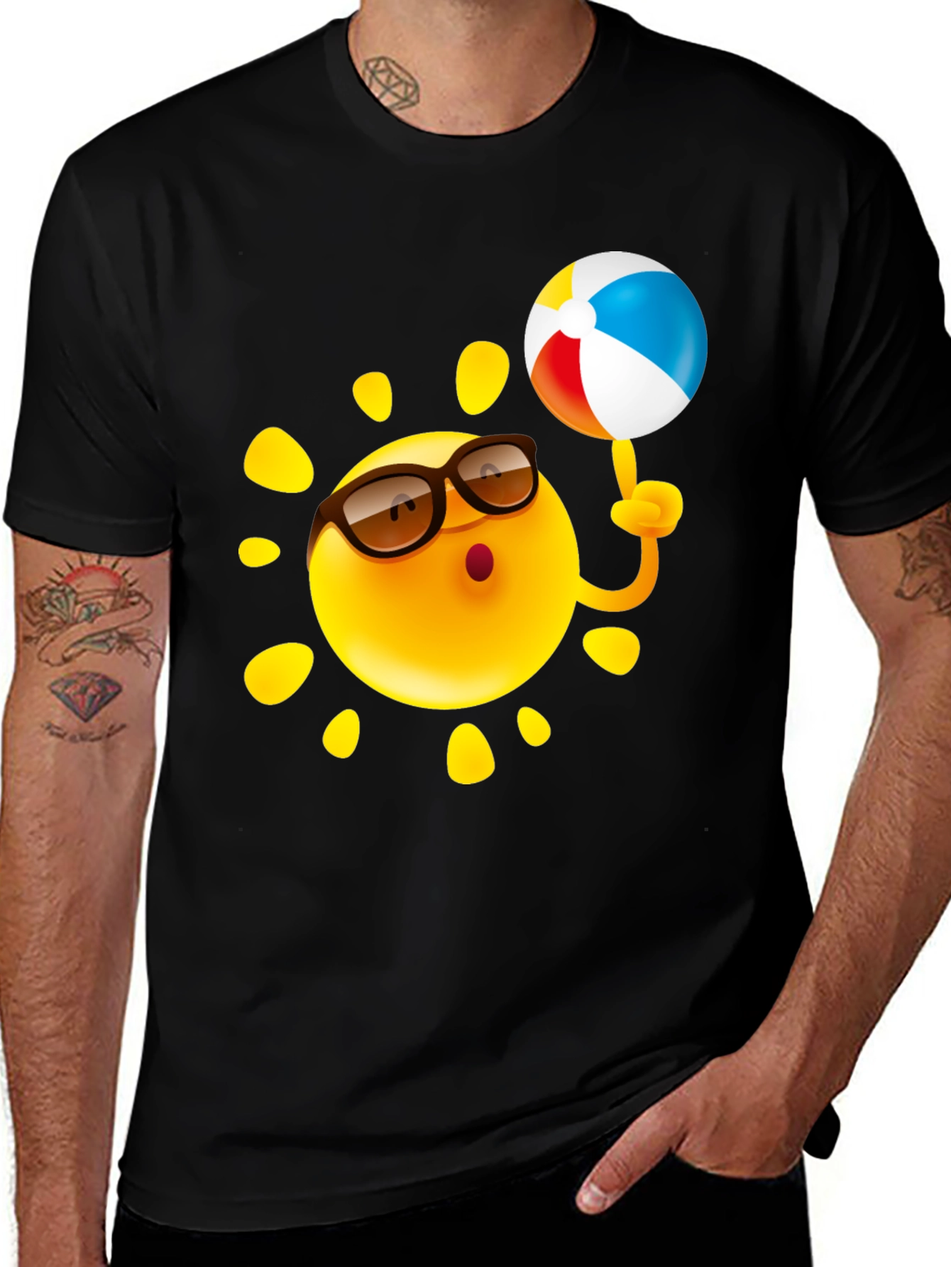 Variant 16 of Fun Summer Sun with Beach Ball Graphic T-Shirt