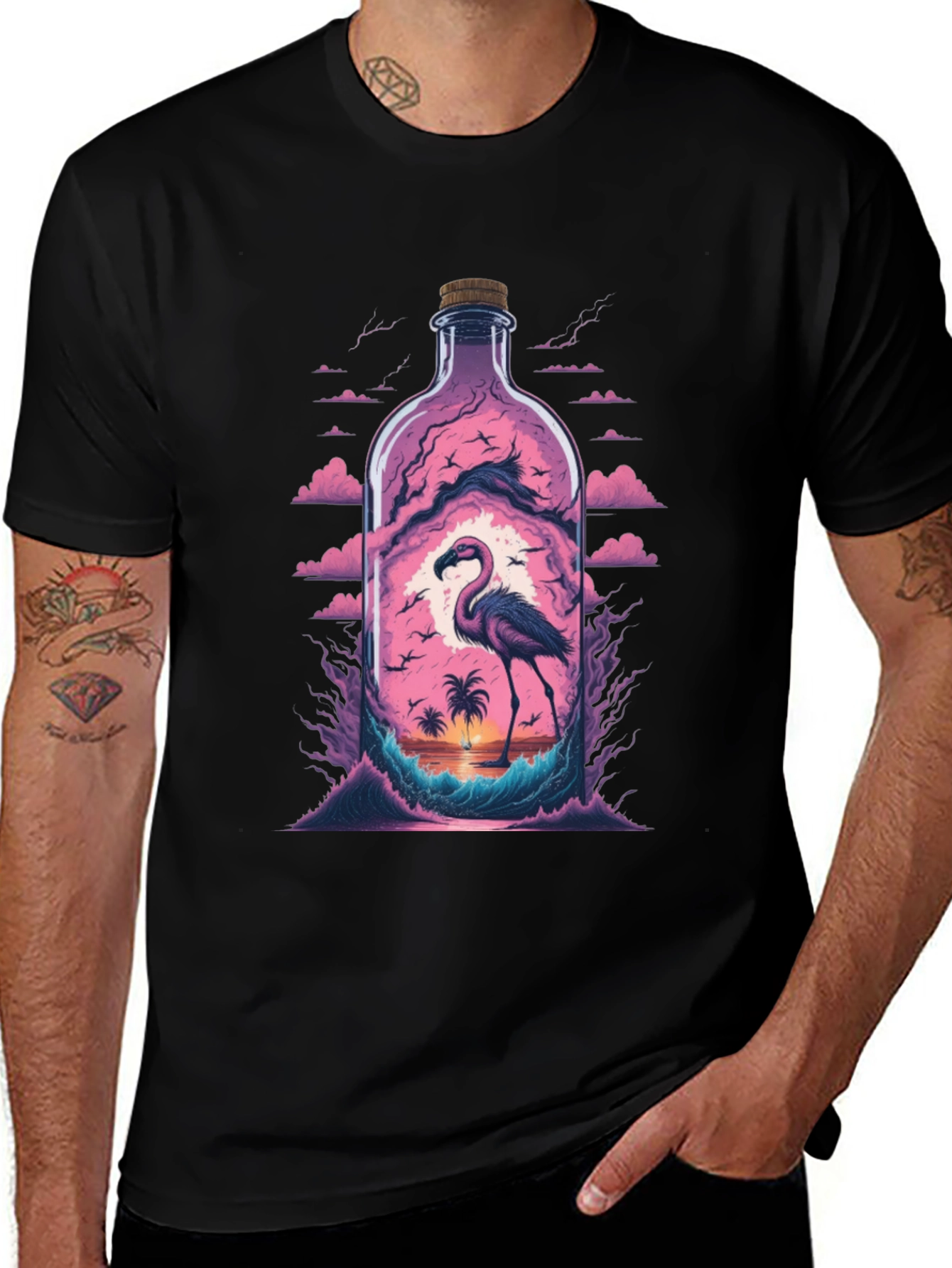 Variant 24 of Flamingo Beach Bottle Graphic Tee