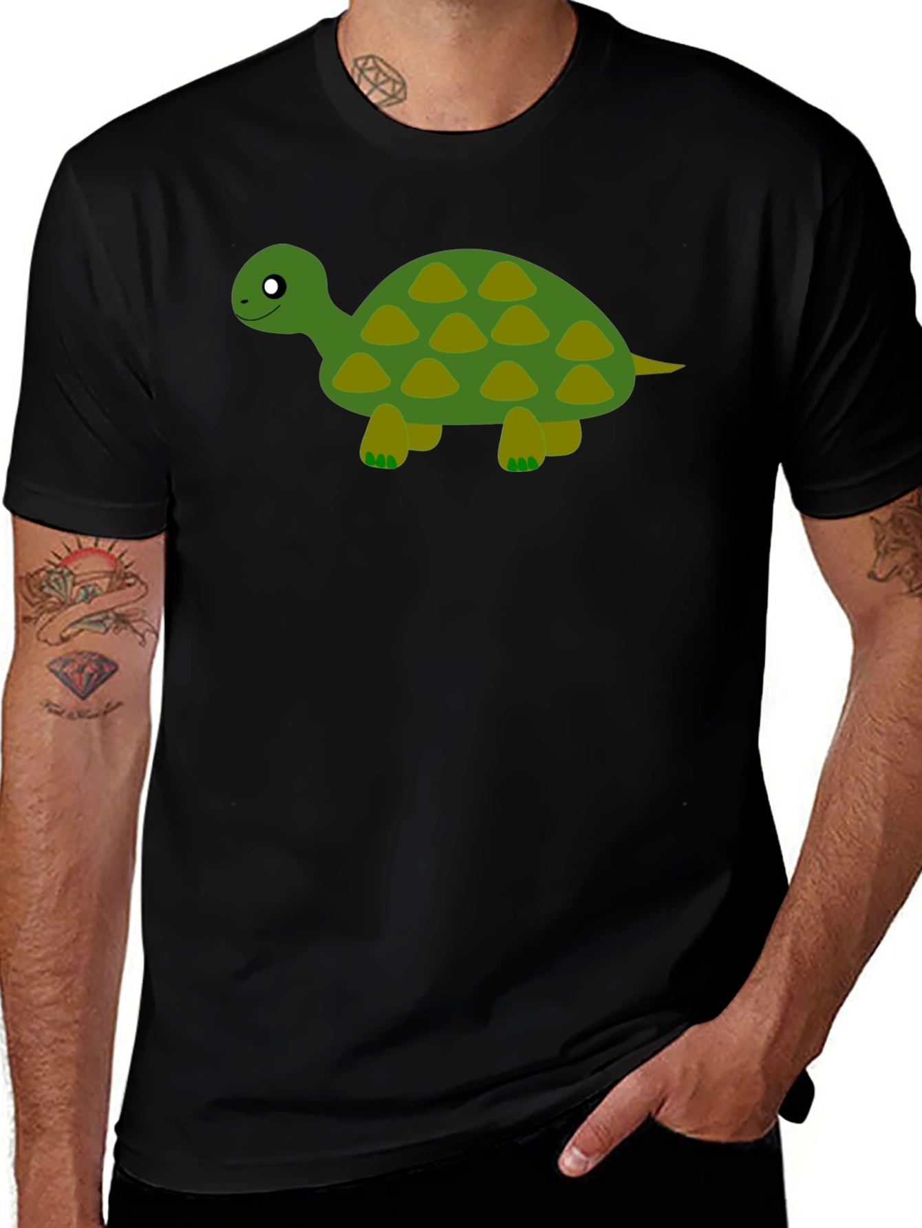Variant 5 of Men's Black T-Shirt with Turtle Graphic
