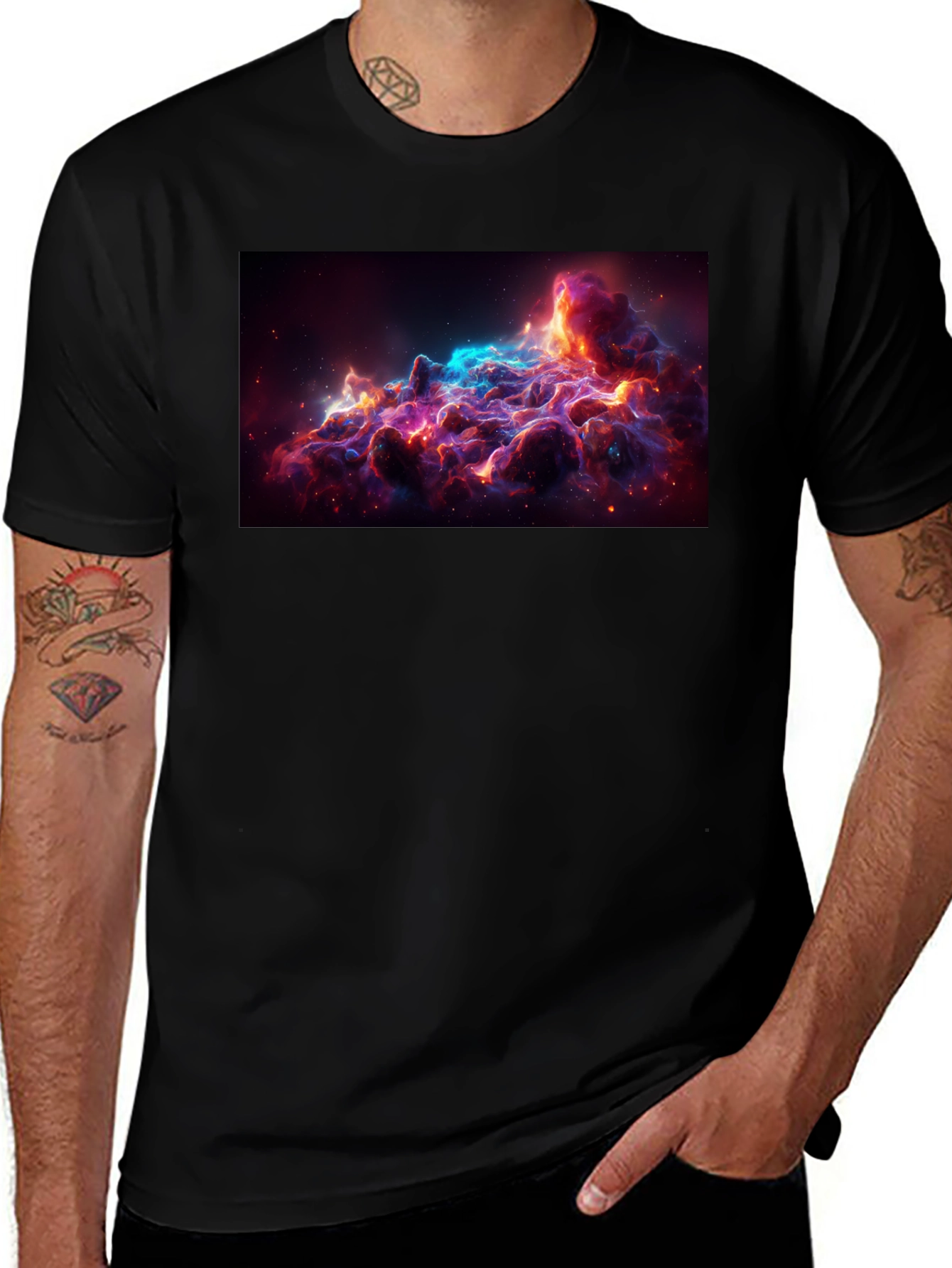 Variant 6 of Nebula Print T-Shirt - Stylish Space Design