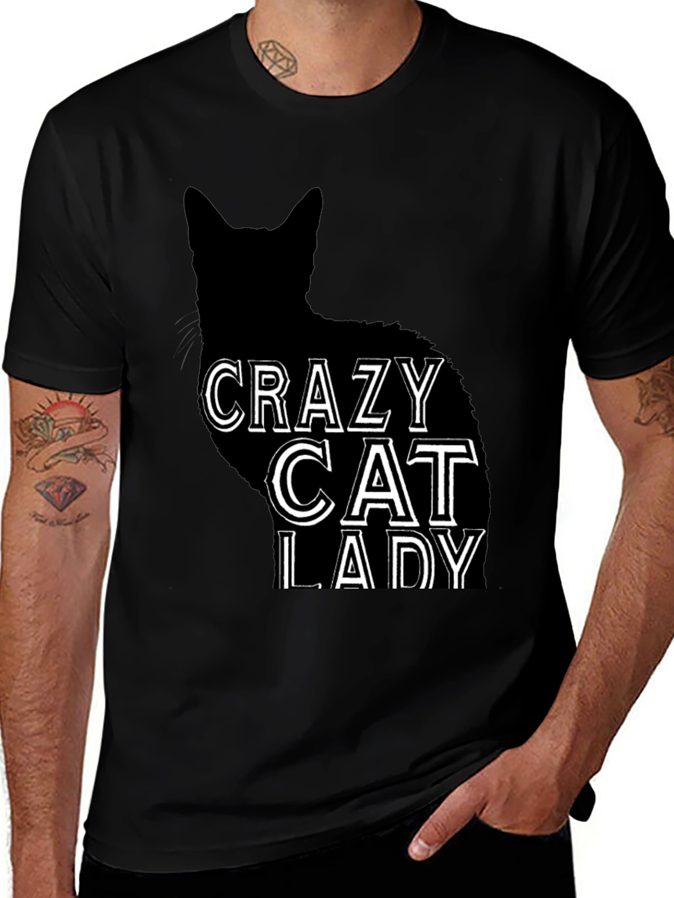 Variant 14 of Crazy Cat Lady T-Shirt - Black Cat Silhouette Tee